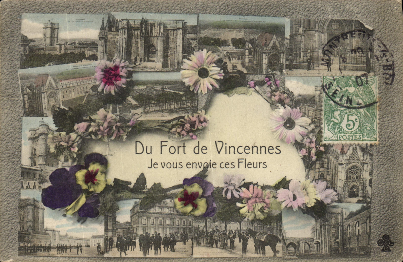 VINTAGE POSTCARD Fort De Vincennes I You Sendings These Flowers