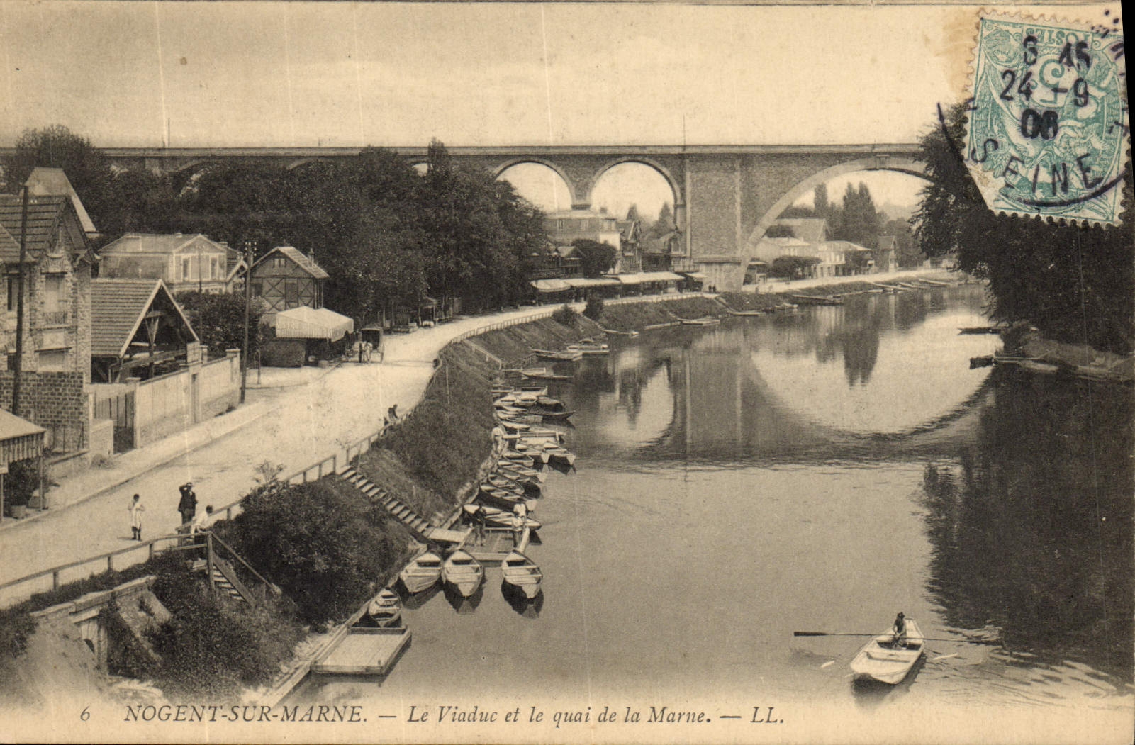 VINTAGE POSTCARD Nogent On the Marne the Viaduct And the Quay Of the Marne