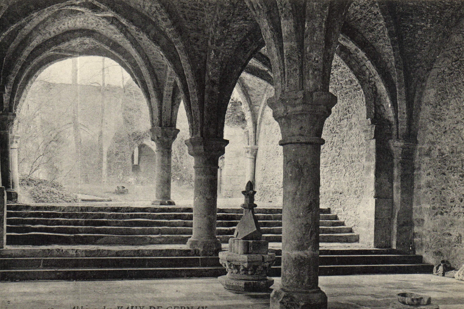 VINTAGE POSTCARD Abbaye Of Be worth De Vernay Interieur of the cloister