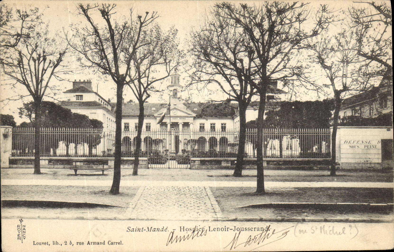 VINTAGE POSTCARD Holy Mande Old people's home Lenoir Jousserand
