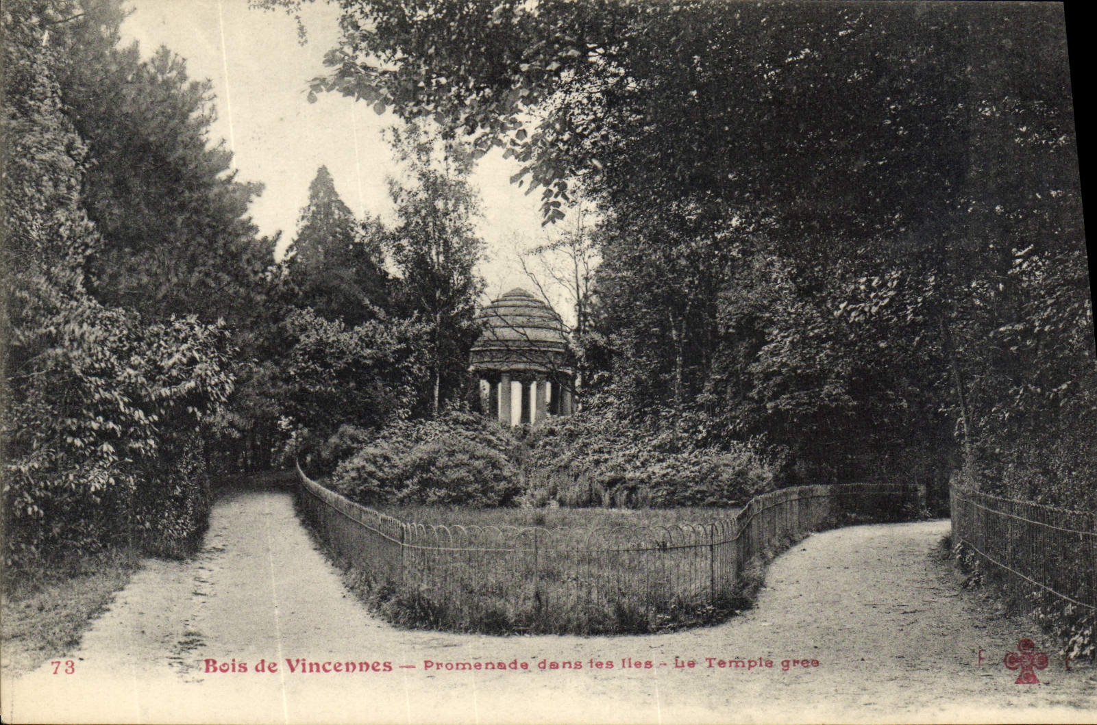 VINTAGE POSTCARD Wood De Vincennes Walk In the islands the Greek temple