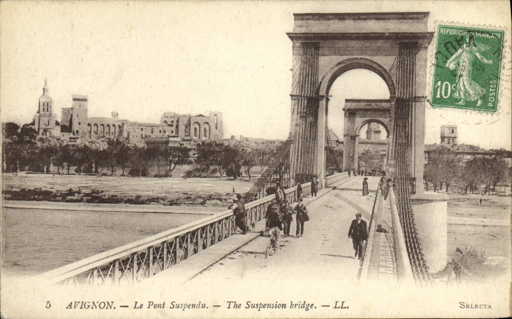 POSTAL Avignon de la VENDIMIA el puente suspendido