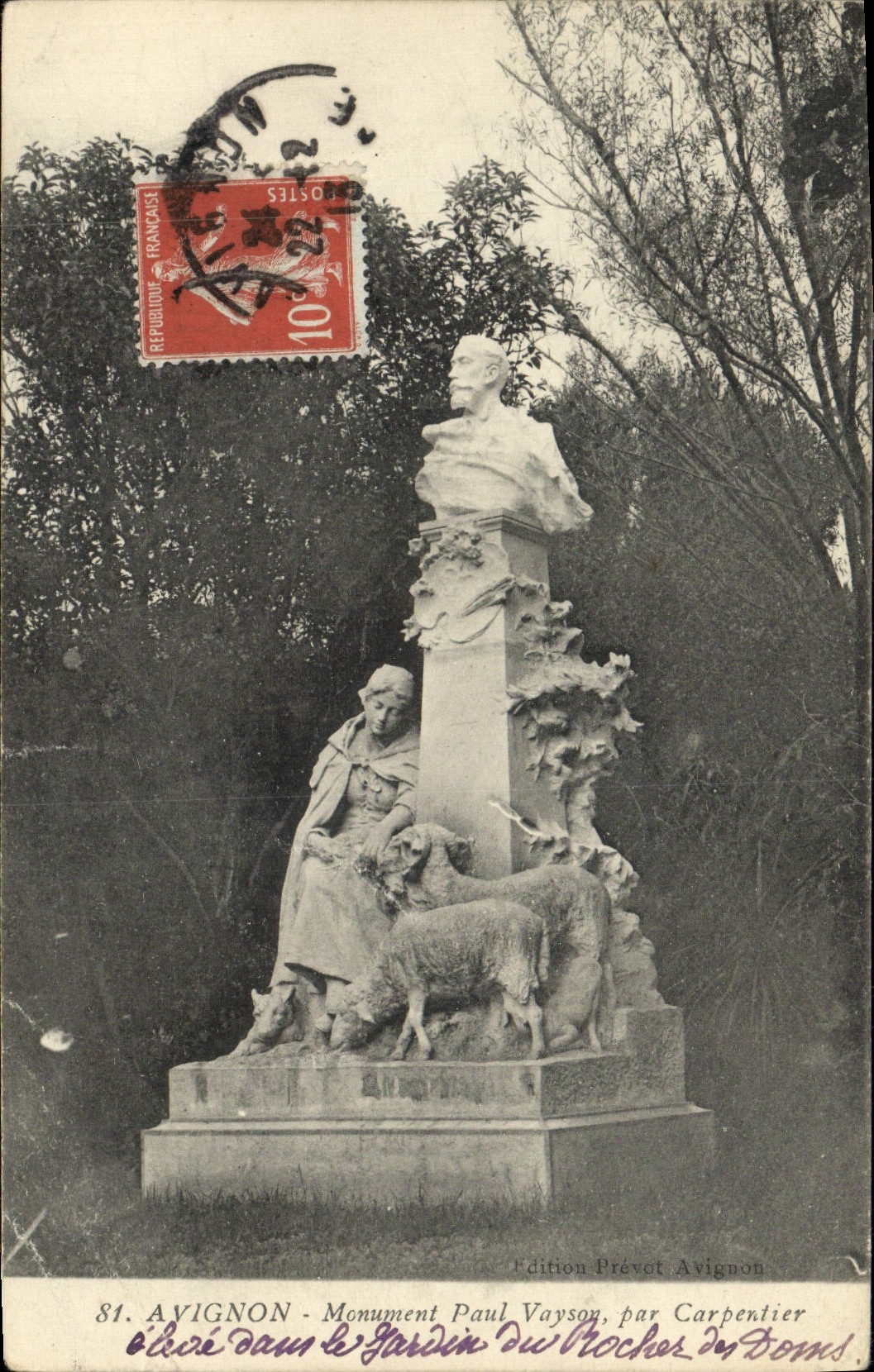 Monumento Paul Vayson de Avignon de la POSTAL de la VENDIMIA de Carpentier Sheep