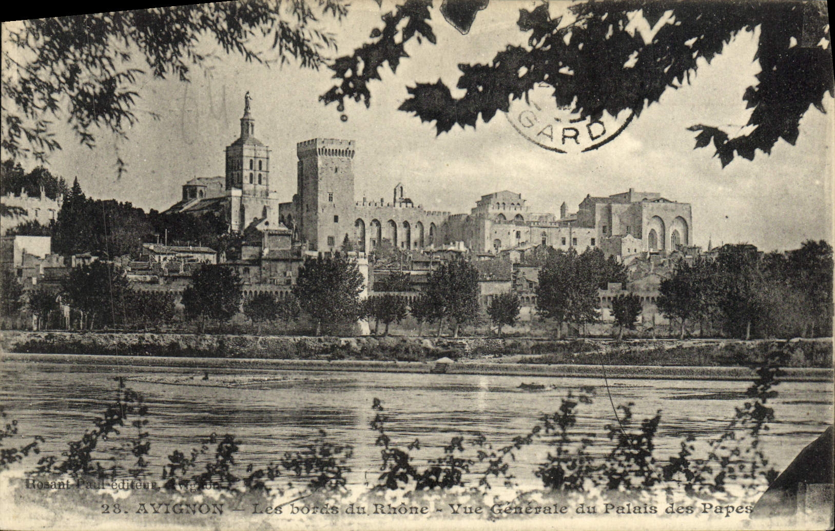 Bordes de Avignon de la POSTAL de la VENDIMIA de la opinión de Rhone del paladar de los papas