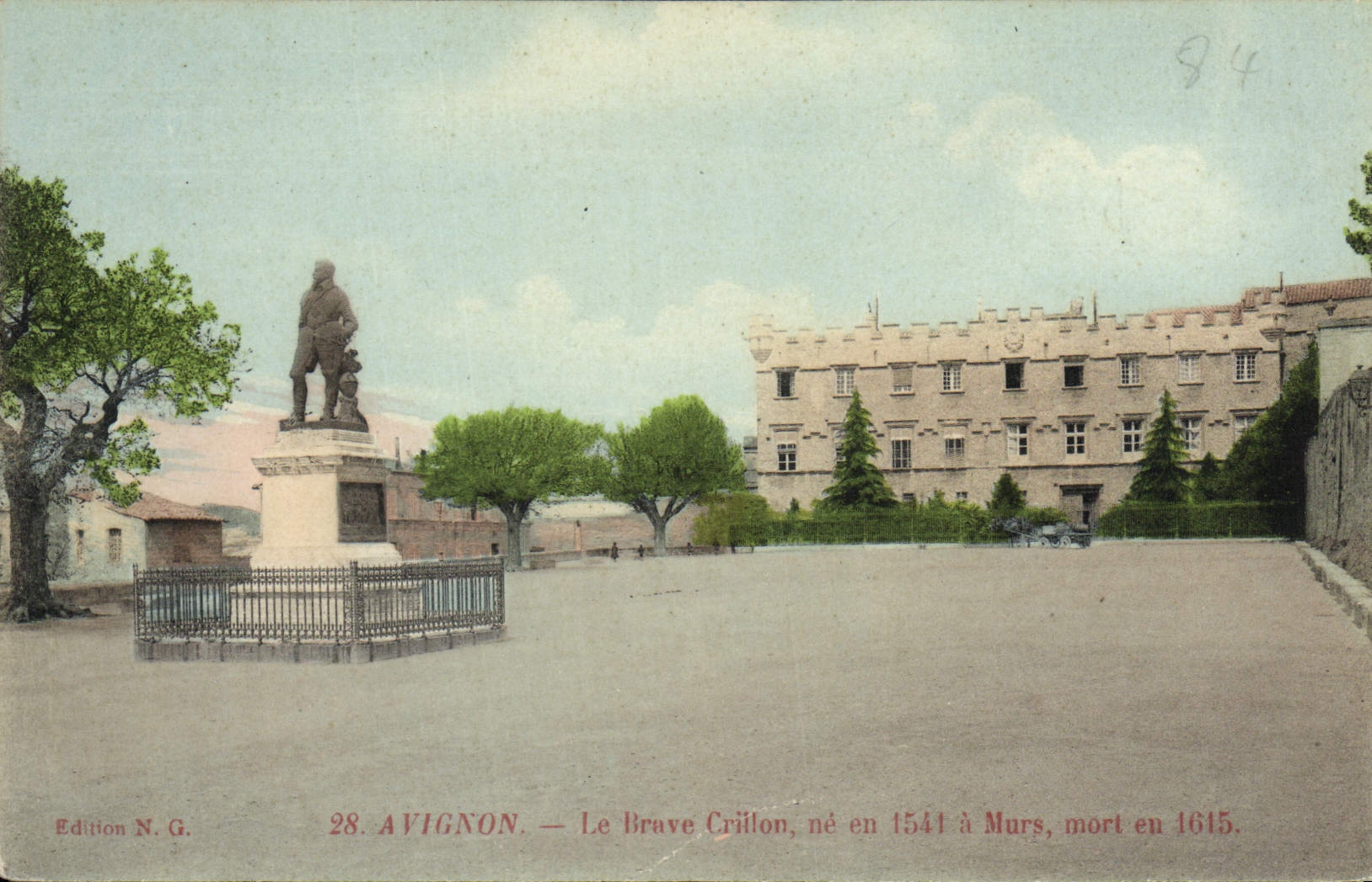 POSTAL Avignon de la VENDIMIA el hombre valiente de Crillon