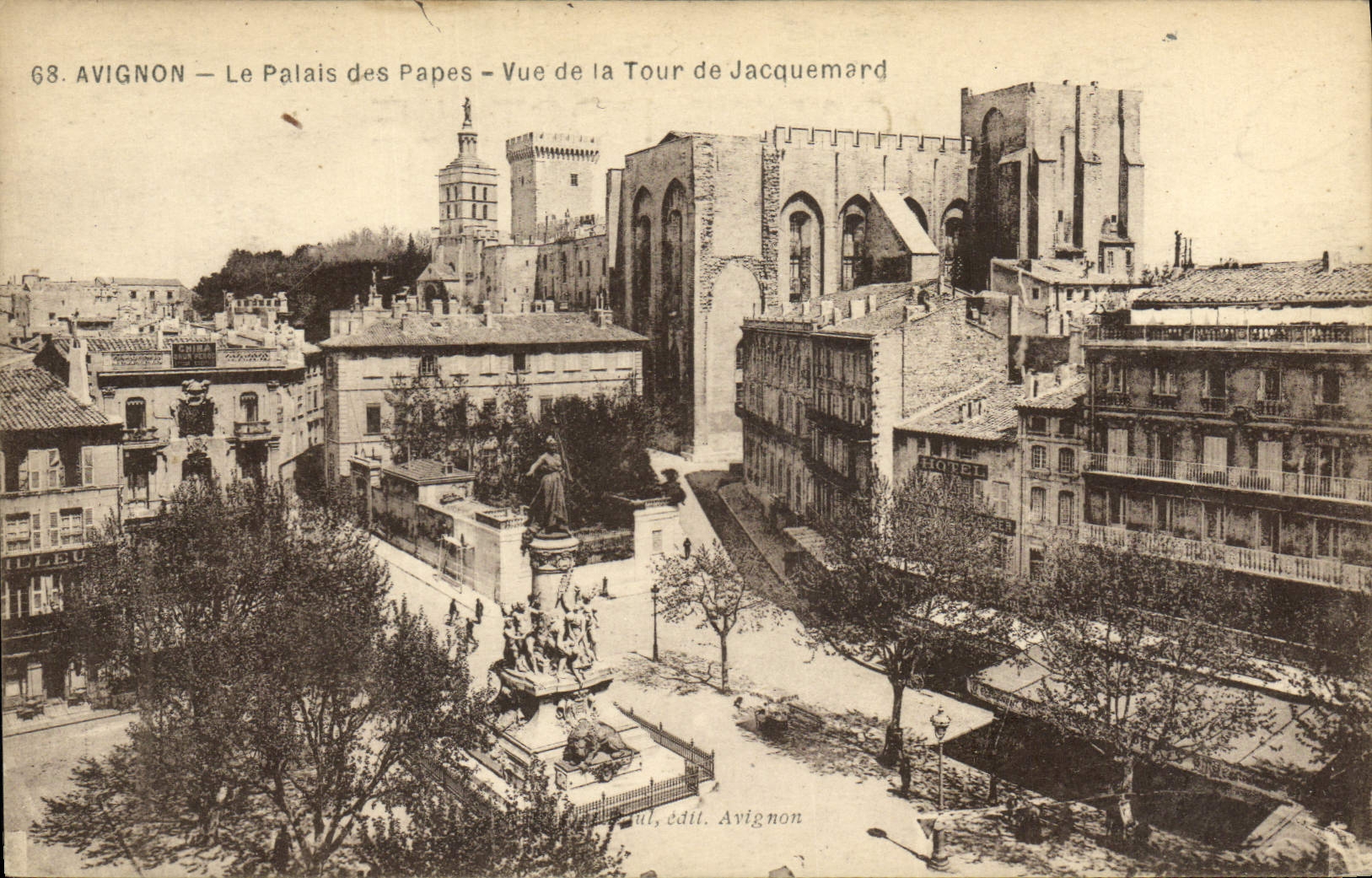 POSTAL Avignon de la VENDIMIA el paladar de los papas Seen de la torre del león de Jacquemard