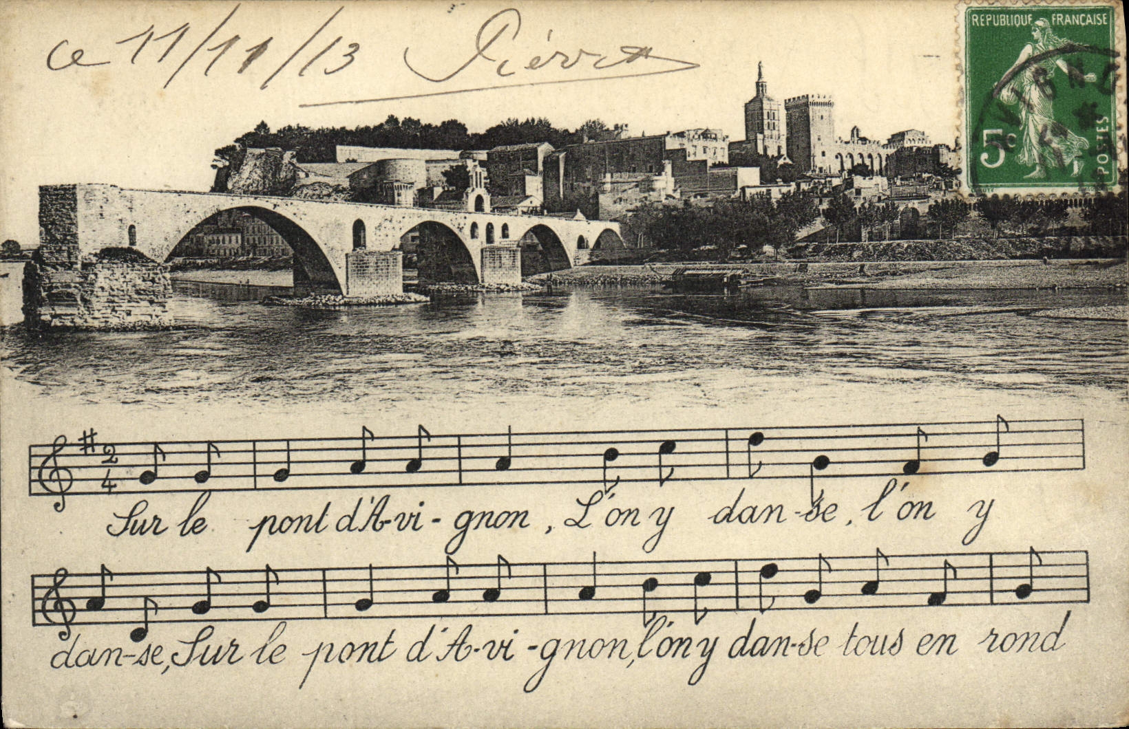 St Benezet del puente de Avignon de la POSTAL de la VENDIMIA