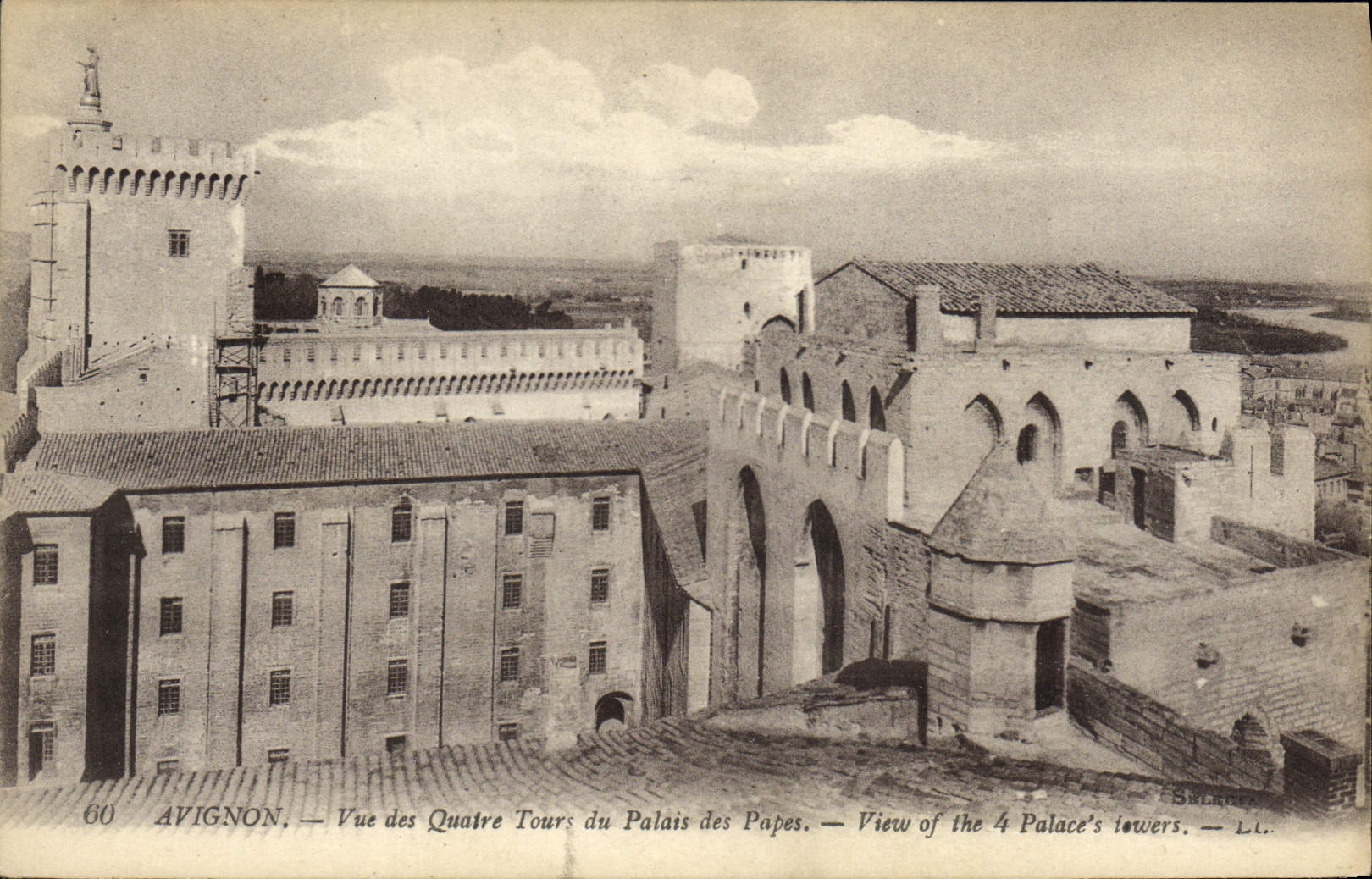 POSTAL Avignon de la VENDIMIA visto de los cuatro viajes del paladar de los papas
