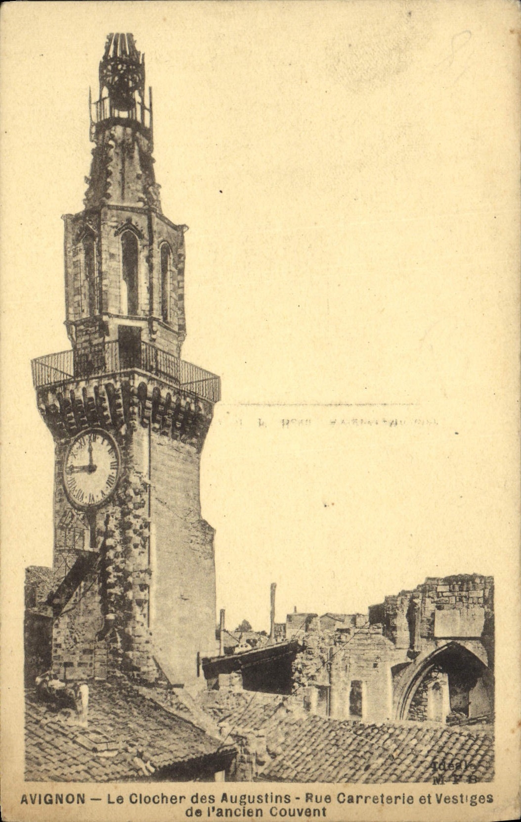 POSTAL Avignon de la VENDIMIA la Campana-torre de la calle Carreterie de Augustins y vestigios del convento viejo