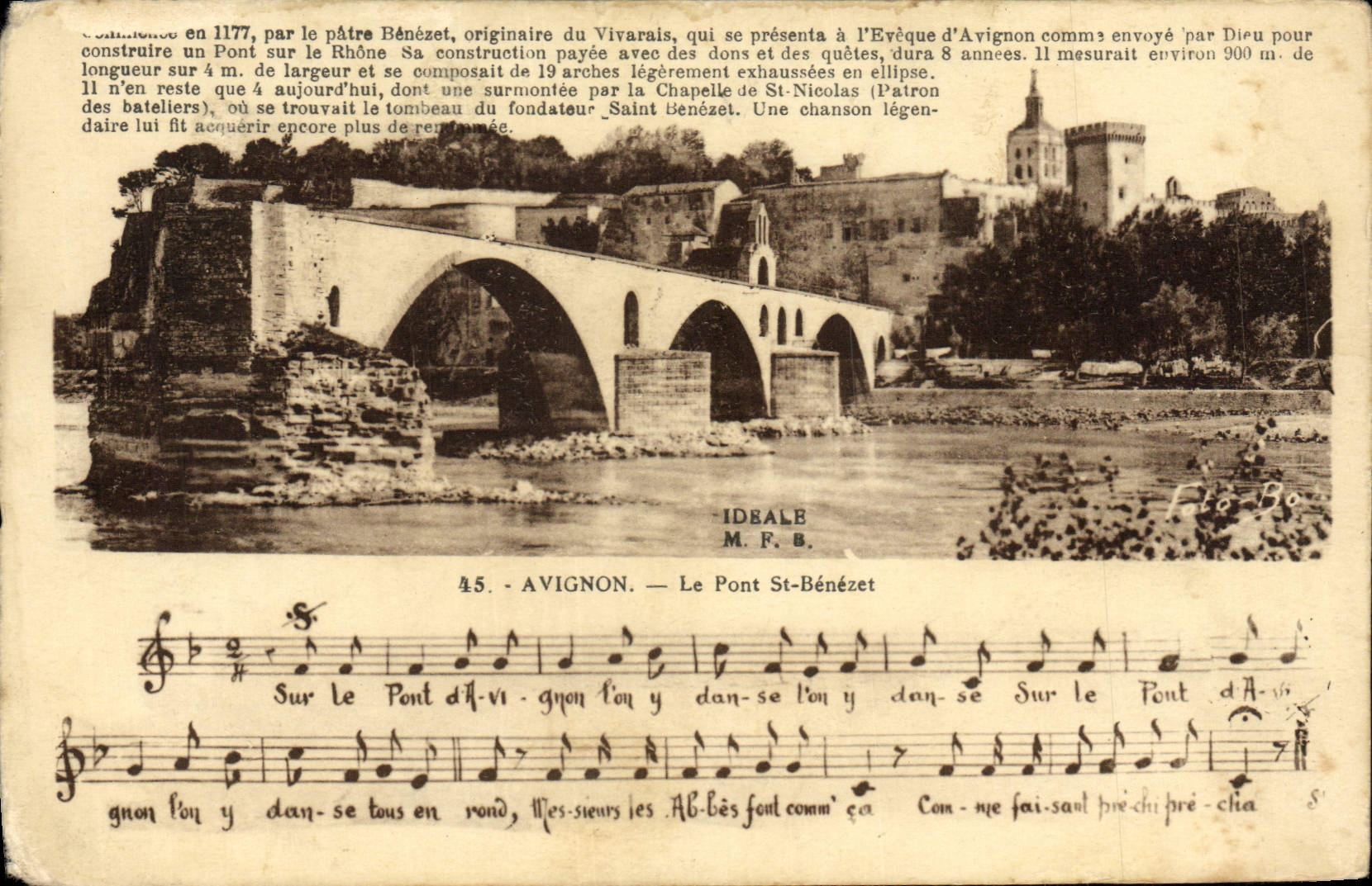 POSTAL Avignon de la VENDIMIA el St Benezet del puente