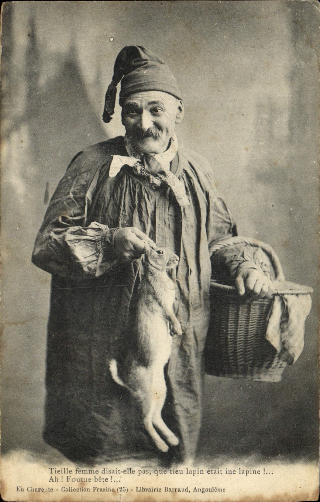 CPA Homme et lapin Folklore vienne 