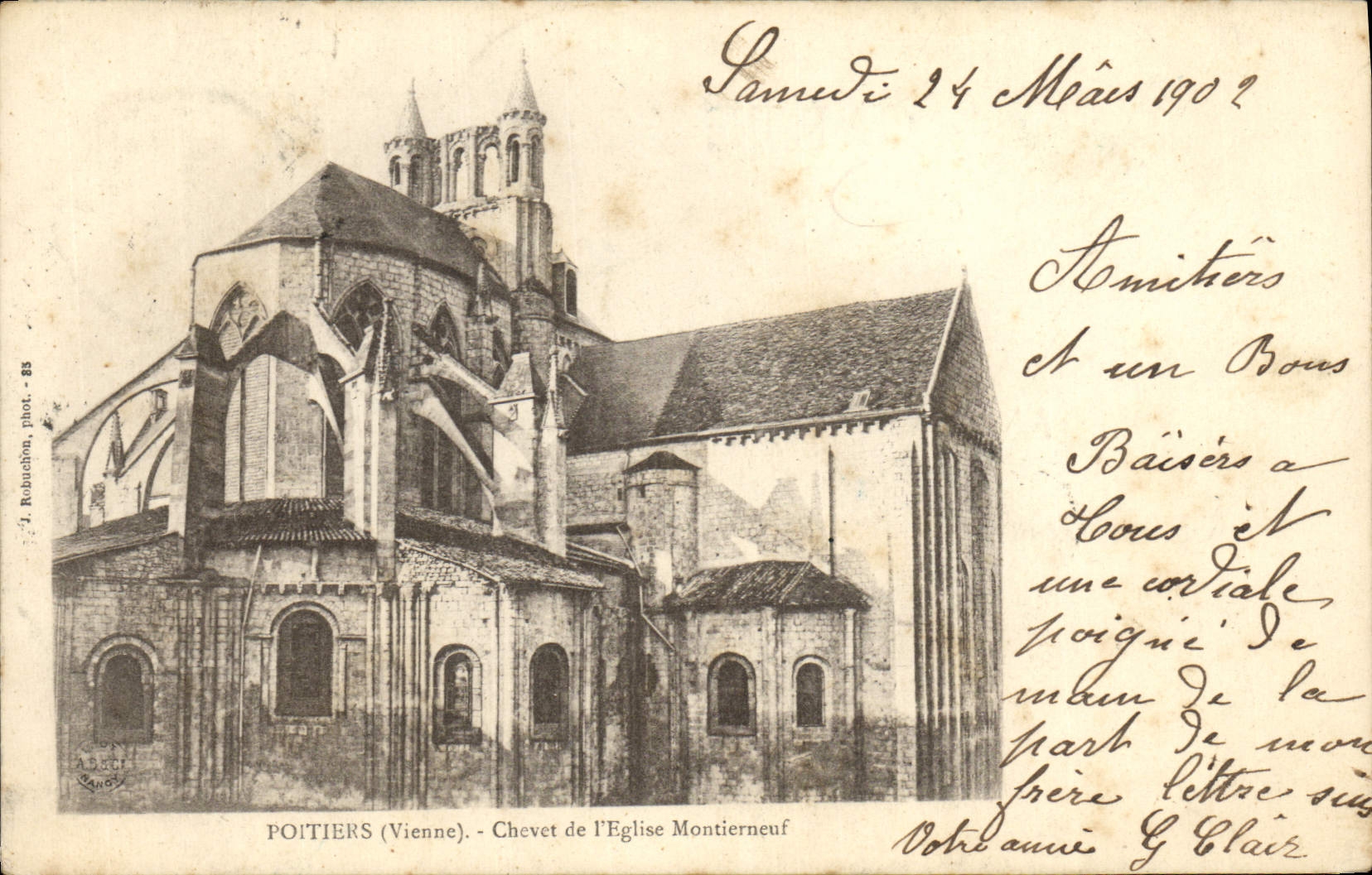 CPA Poitiers Chevet de L'Eglise Montierneuf