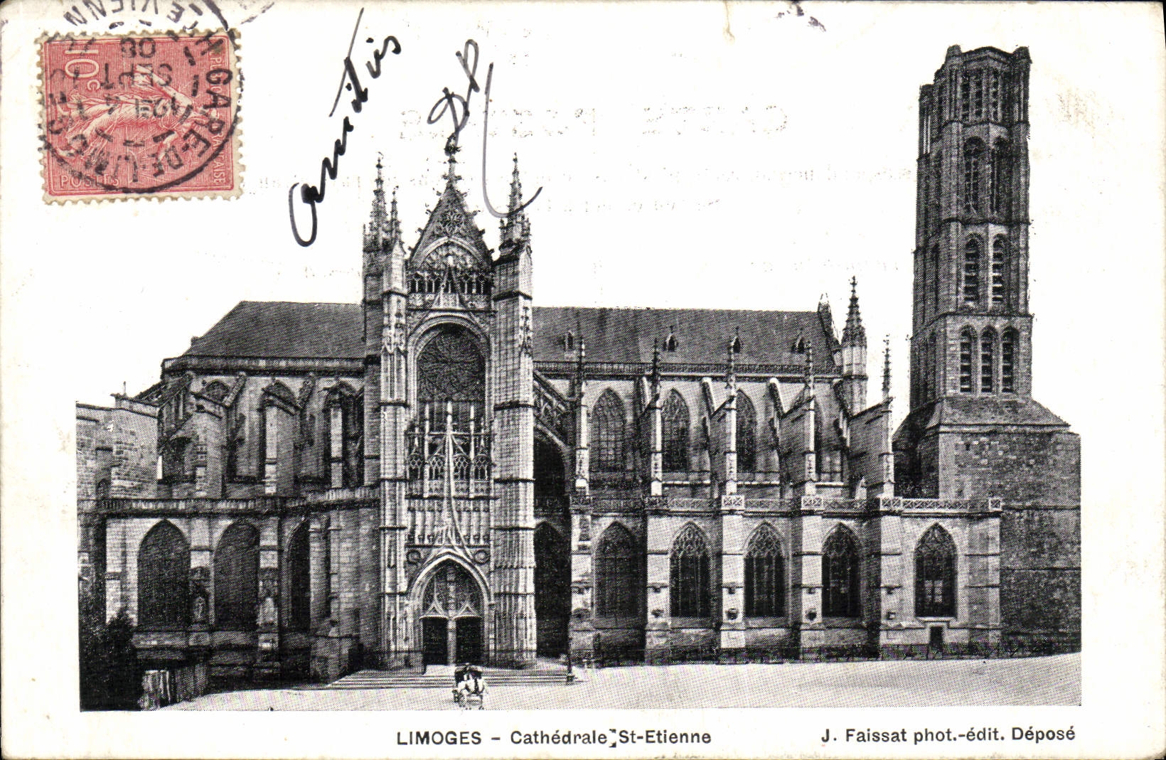 VINTAGE POSTCARD Limoges Cathedral St Etienne