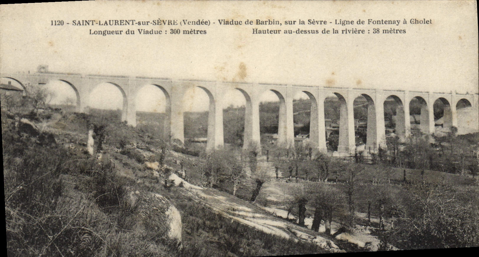 VINTAGE POSTCARD Saint Laurent Viaduc of Barbin Ligne of Fontenay has Cholet