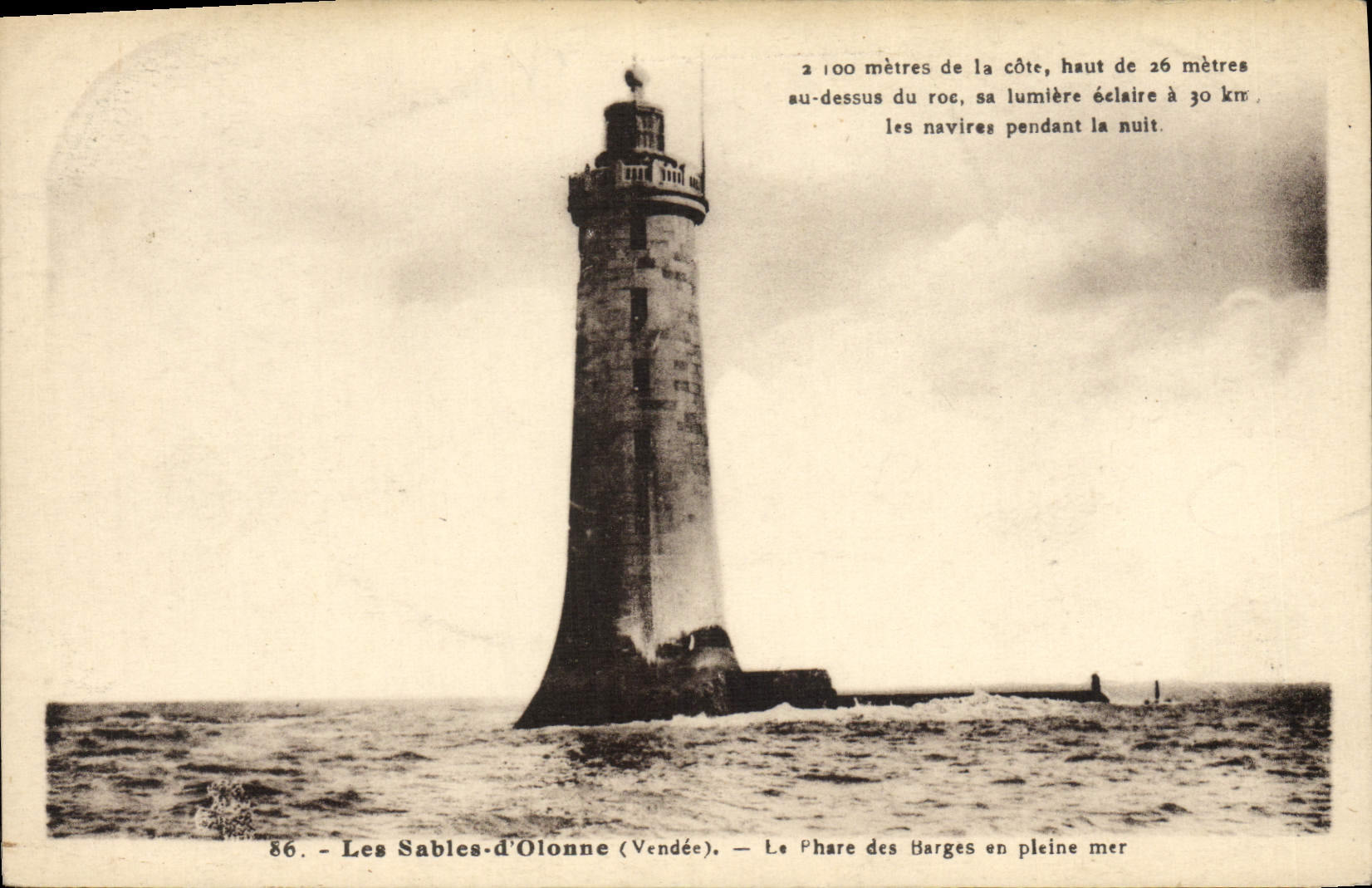POSTAL de la VENDIMIA Sables d'Olonne la linterna de las lanchas a remolque en el mar abierto