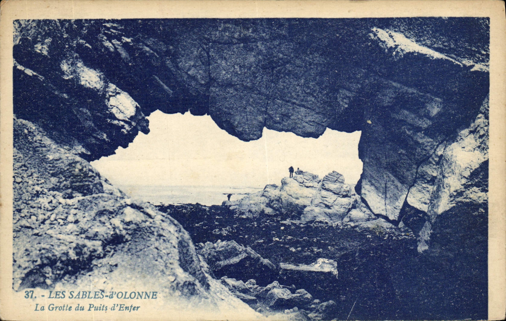 POSTAL Sables d'Olonne Grotle de la VENDIMIA del bien del infierno