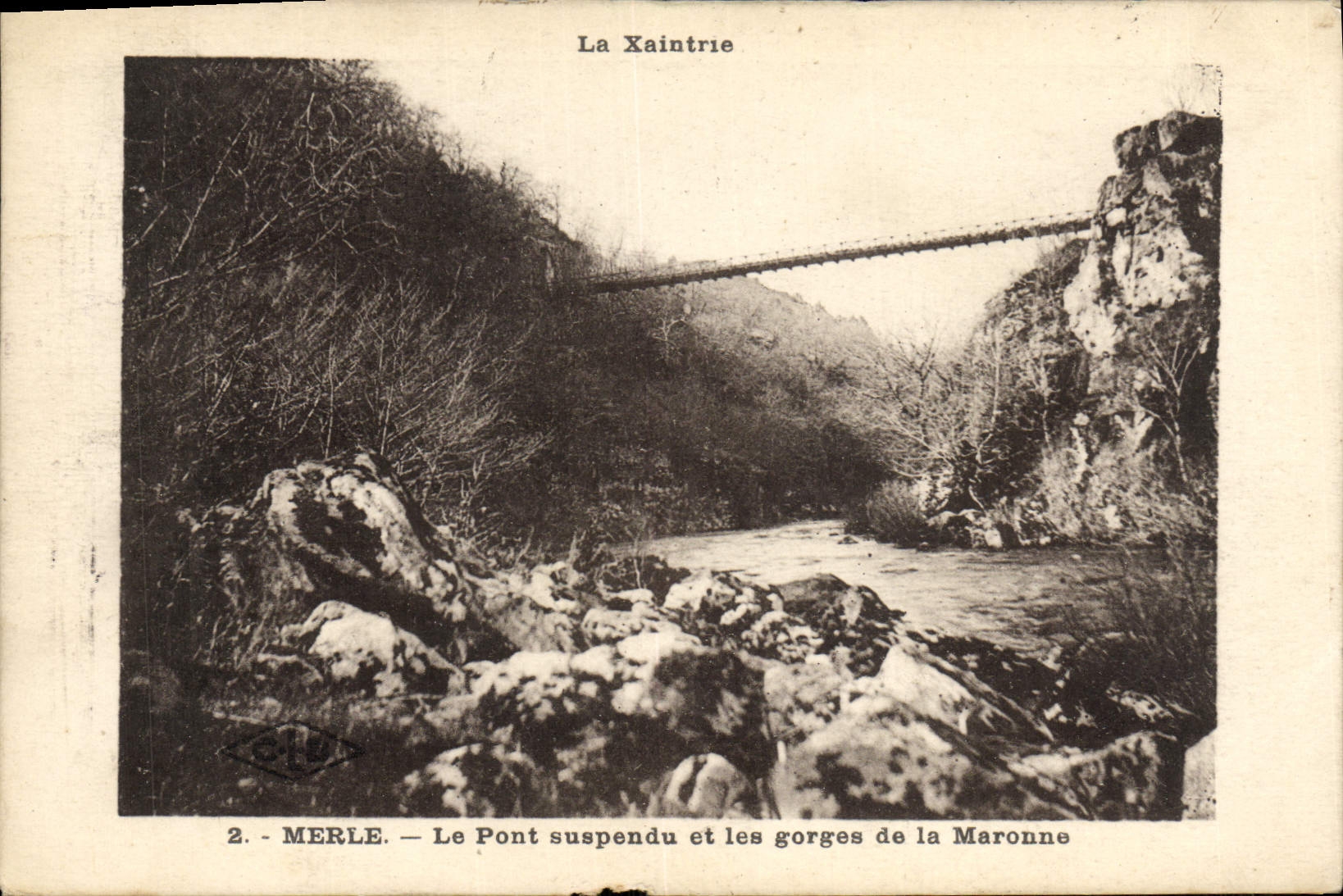 VINTAGE POSTCARD Blackbird the Suspended bridge and Falls of Maronne Xaintrie