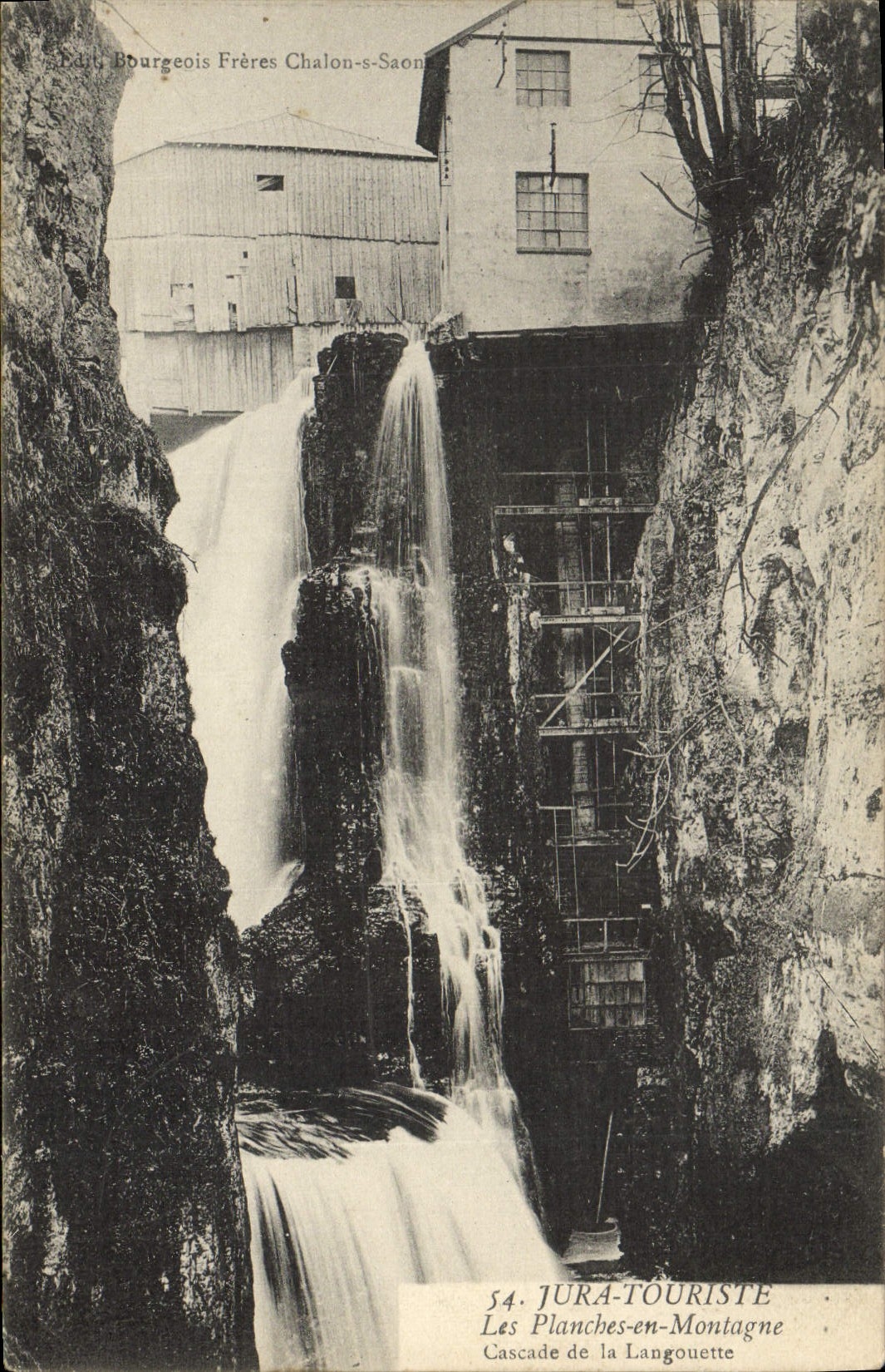 VINTAGE POSTCARD the Jura Touriste the Boards in Mountain Cascades of Langouette