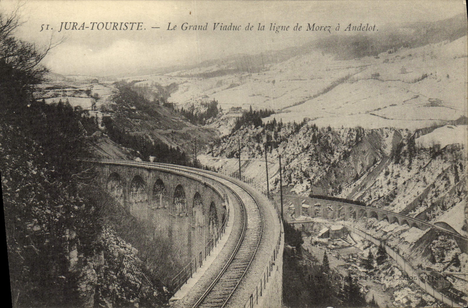La POSTAL Morez de la VENDIMIA el Jura Touriste el viaducto grande de la línea de Morez tiene Andelot