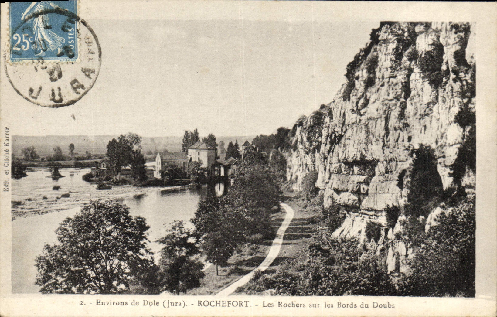 VINTAGE POSTCARD Environs of Pares Rochefort the rocks on the edges of Doubs