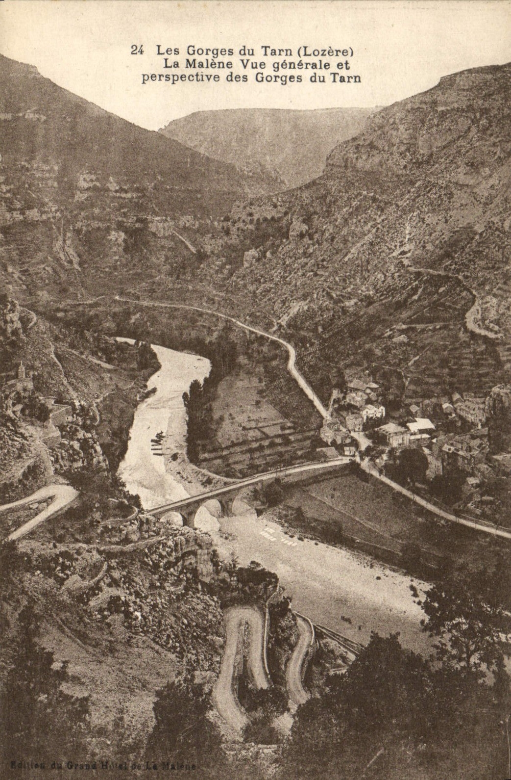 VINTAGE POSTCARD gorges of the Tarn Malene View and perspective of the Falls of Tarn