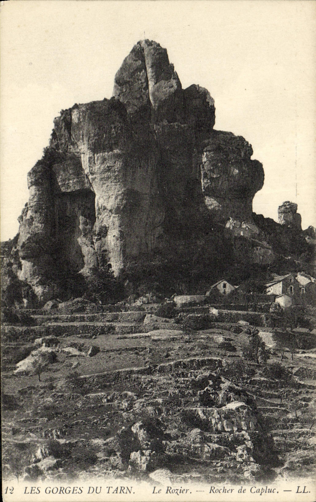 VINTAGE POSTCARD Gorges of the Tarn Rozier Rock of Capluc