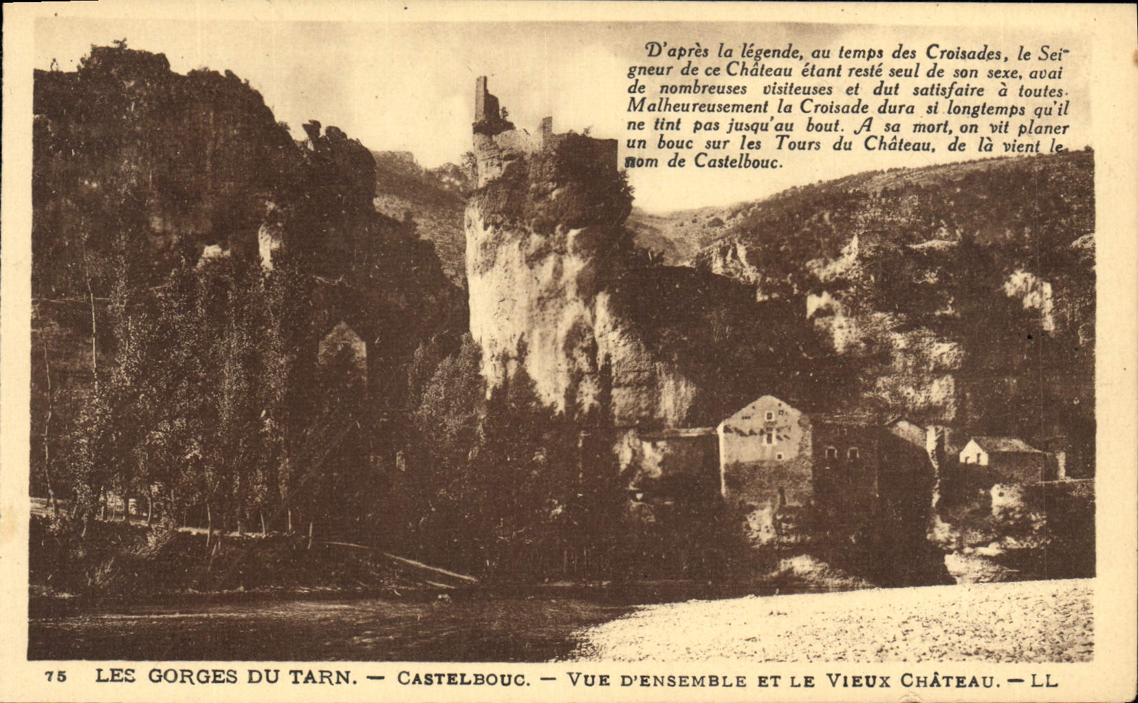 VINTAGE POSTCARD Castle And Gorges of the Tarn Castle Overall picture Old
