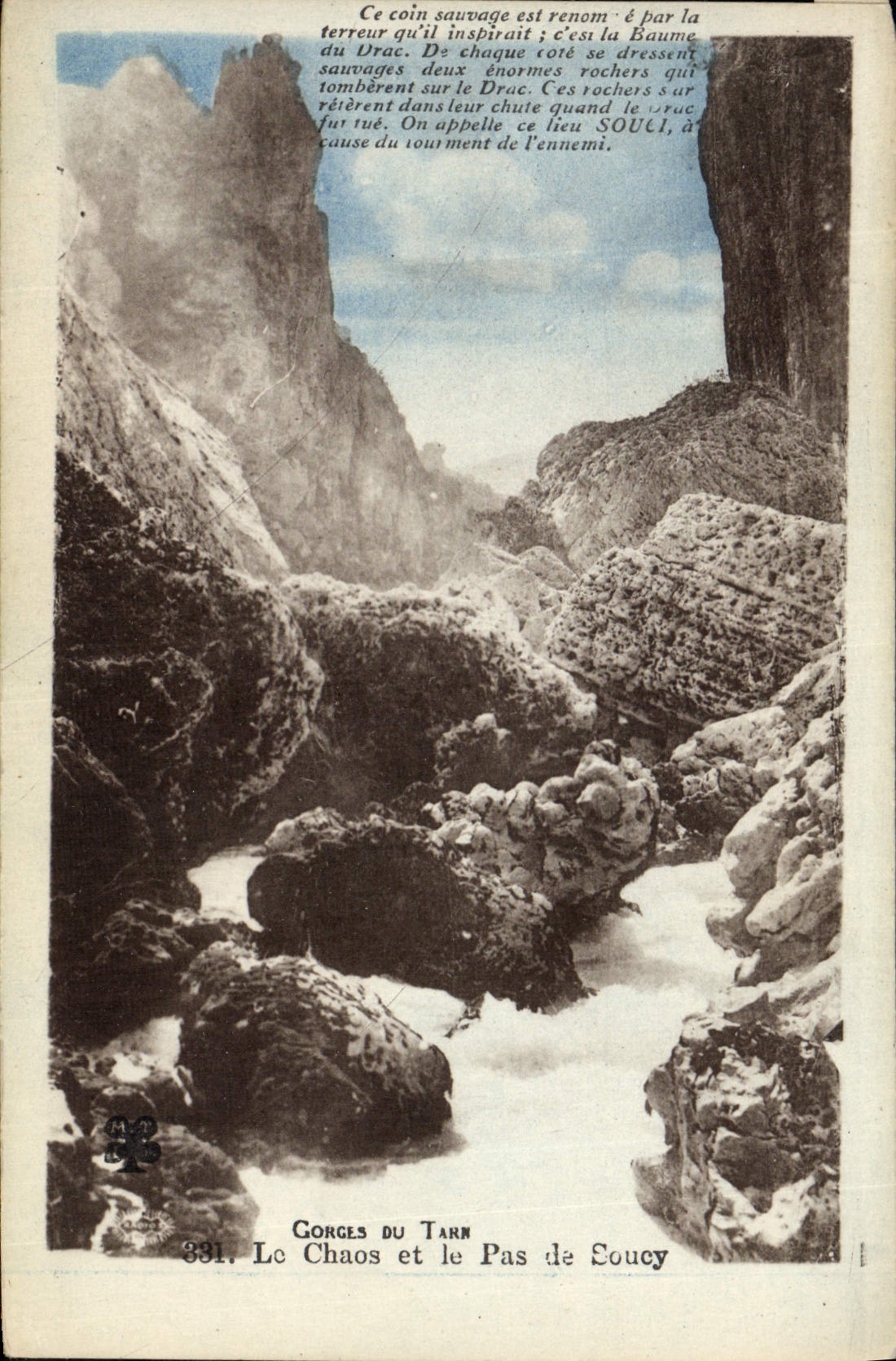 VINTAGE POSTCARD Gorges of the Tarn the chaos and the step of Soucy