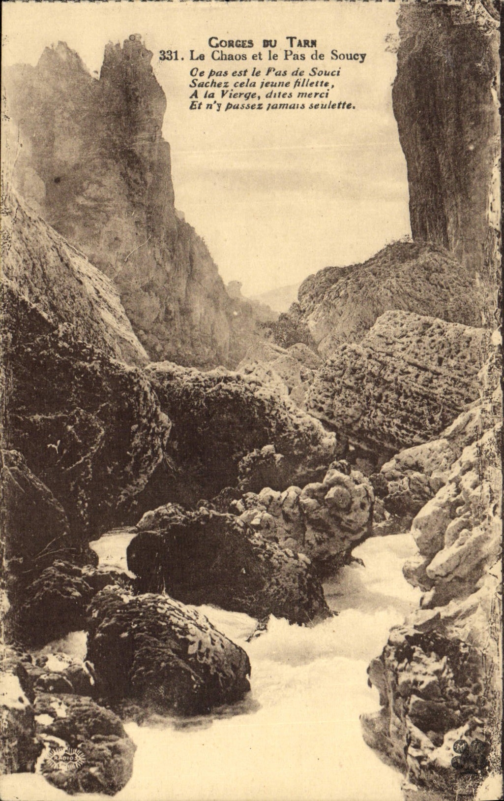 VINTAGE POSTCARD Gorges of the Tarn the Chaos and the No Soucy