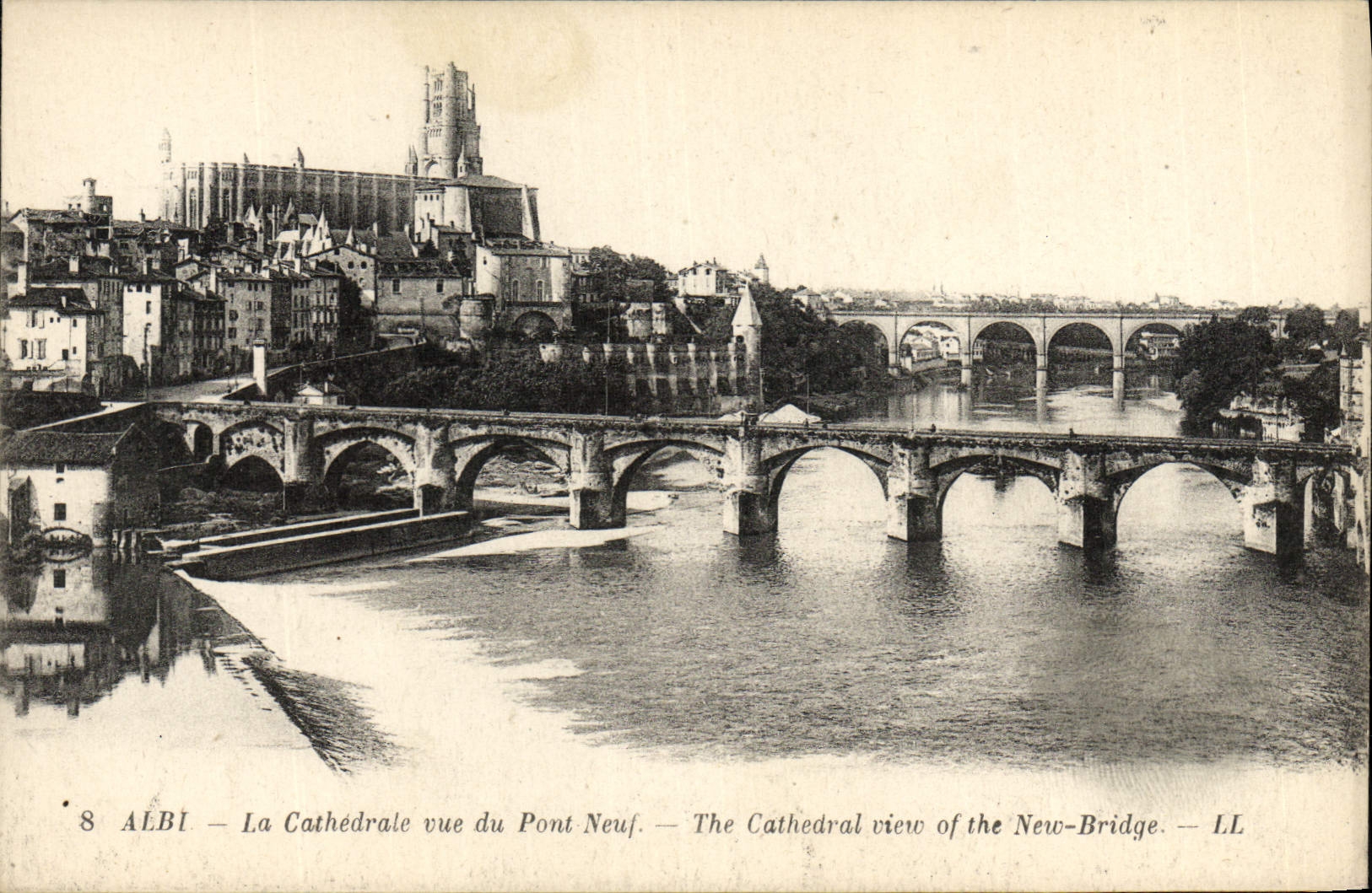 Catedral de Albi de la POSTAL de la VENDIMIA vista del nuevo puente