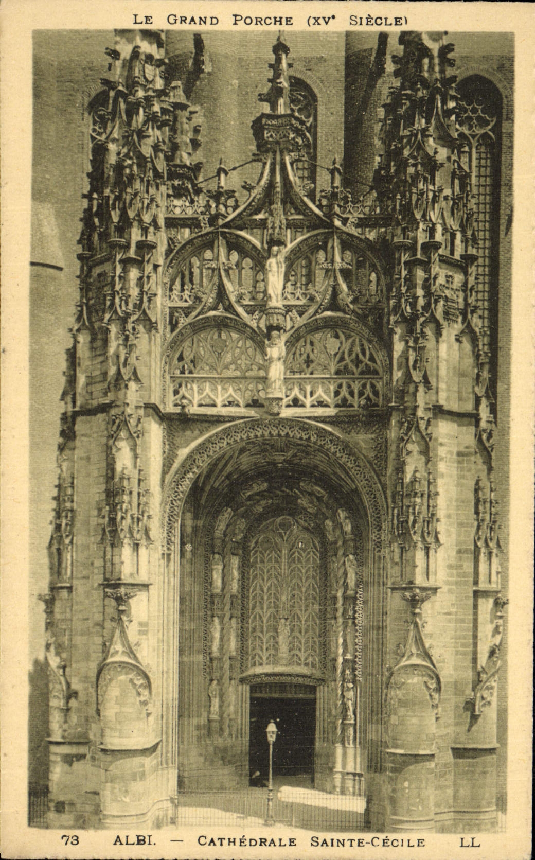 Catedral co de Albi de la POSTAL de la VENDIMIA. Cecile el pórtico grande