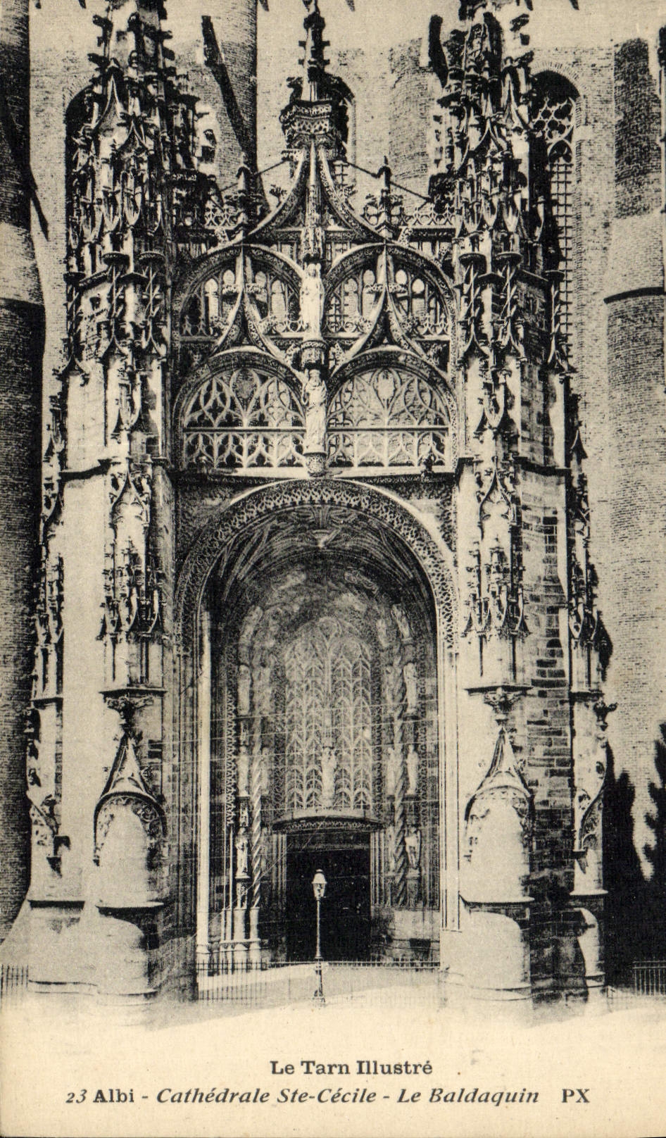 Catedral co de Albi de la POSTAL de la VENDIMIA. Cecile el baldaquín
