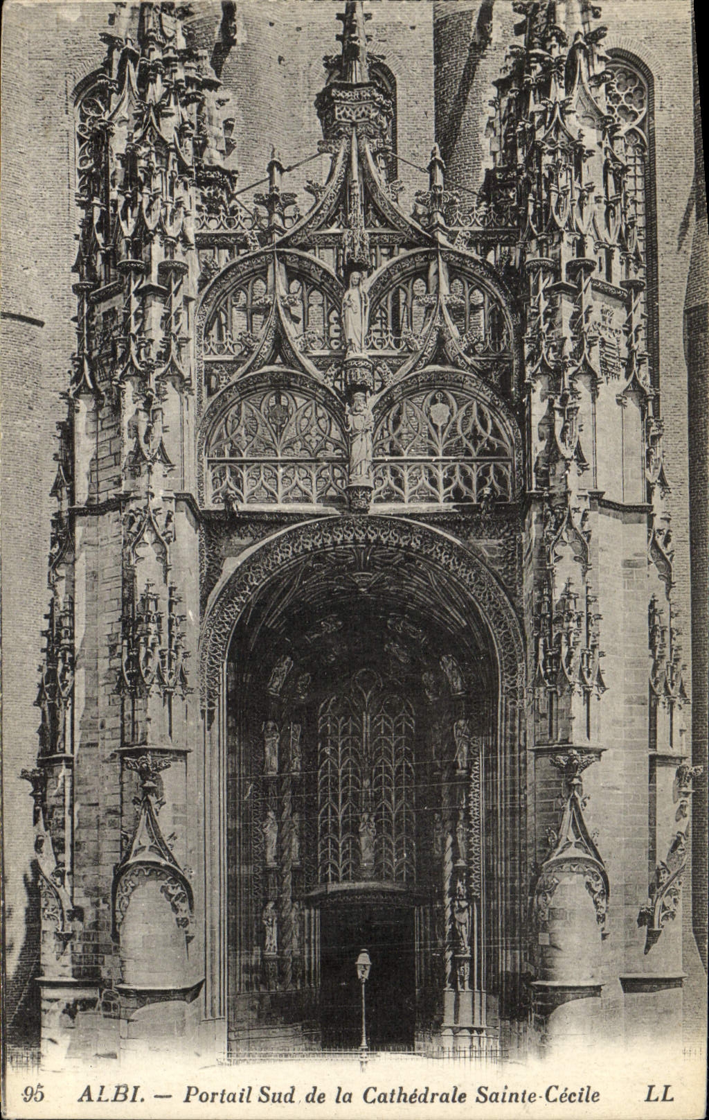 Puerta meridional de Albi de la POSTAL de la VENDIMIA de la catedral Sainte Cecile