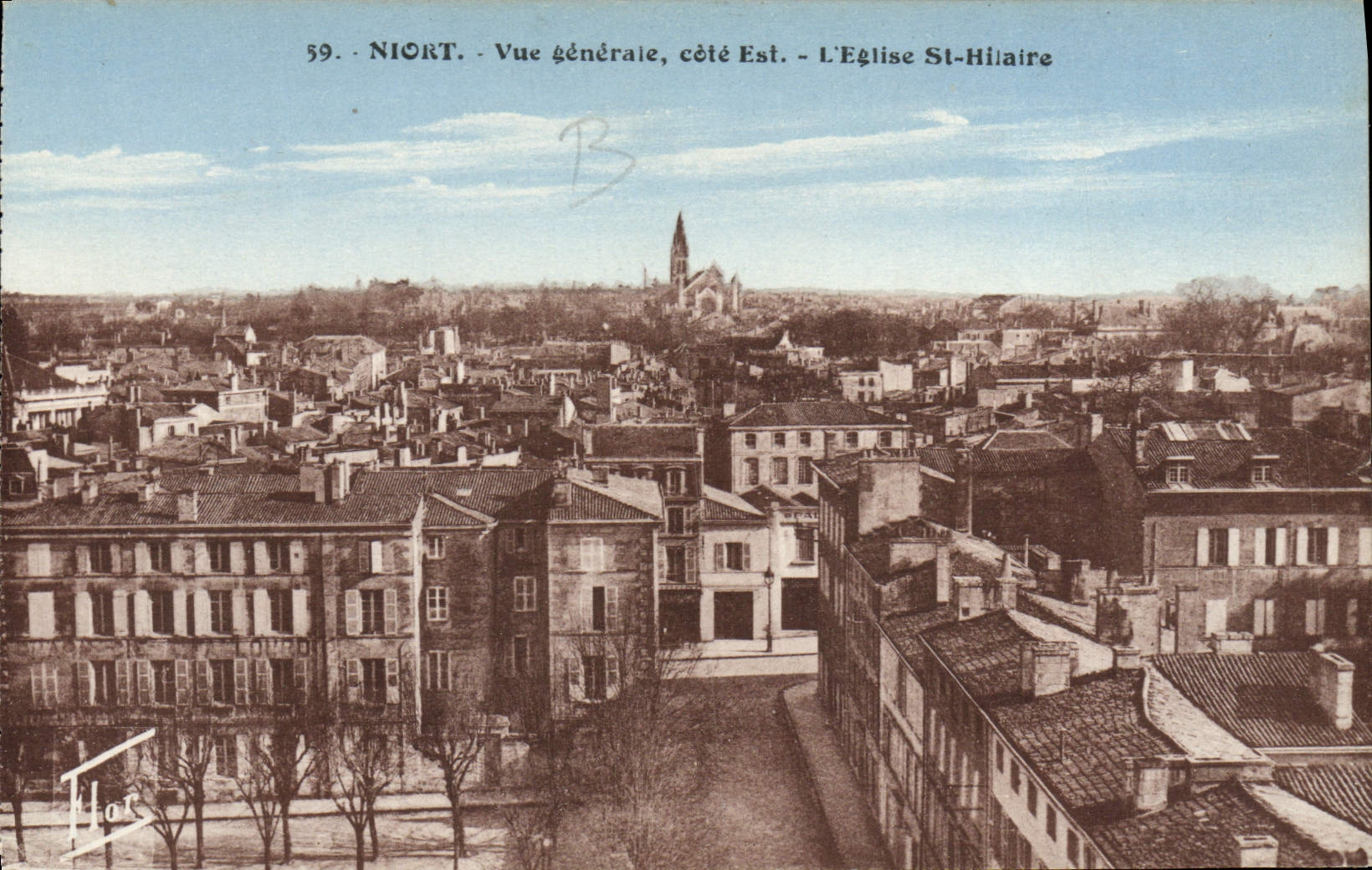 Costa este de la opinión de Niort de la POSTAL de la VENDIMIA el St Hilario de la iglesia