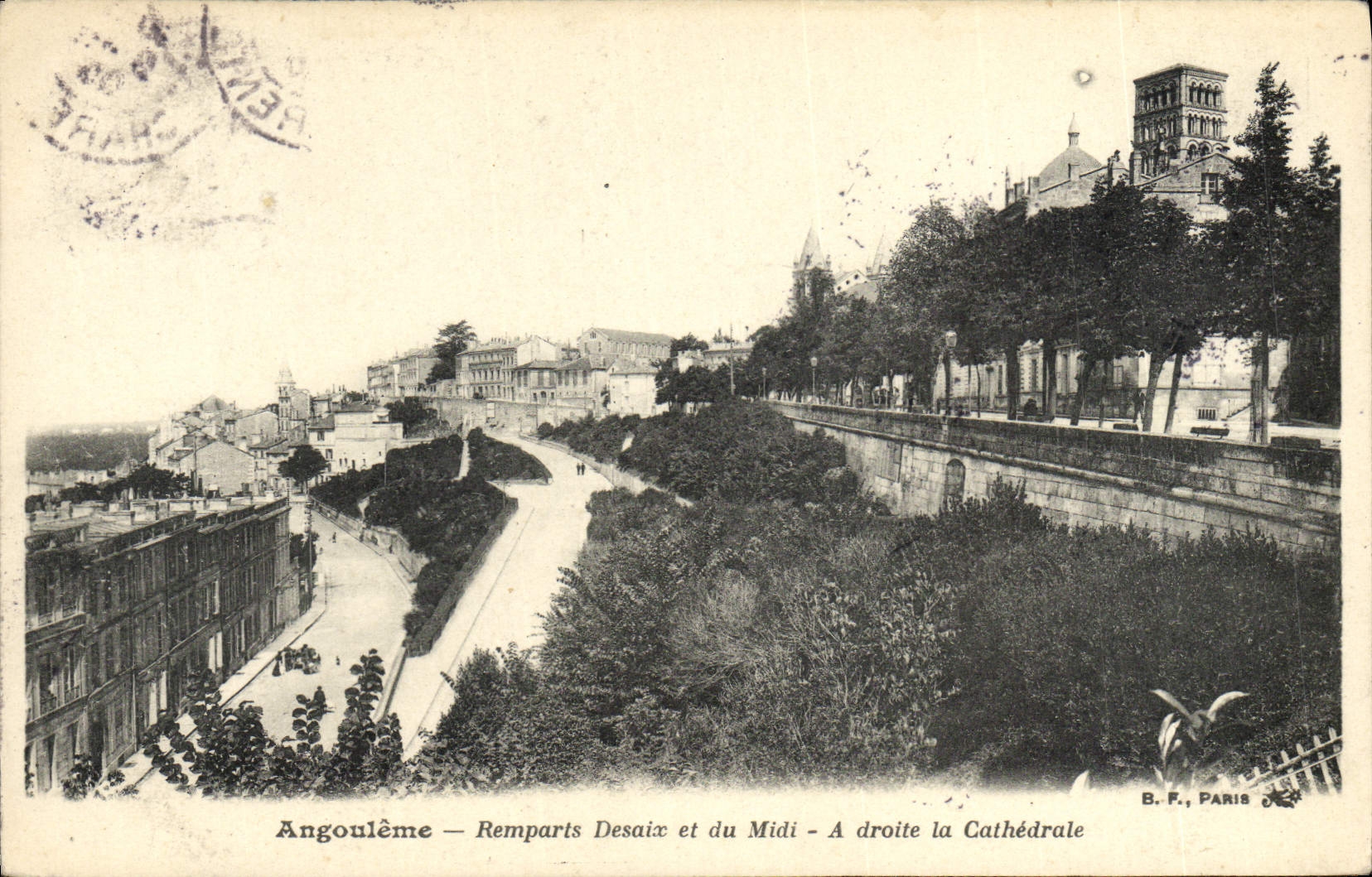 VINTAGE POSTCARD Angouleme Desaix Walls And Of the South On the right the Cathedral