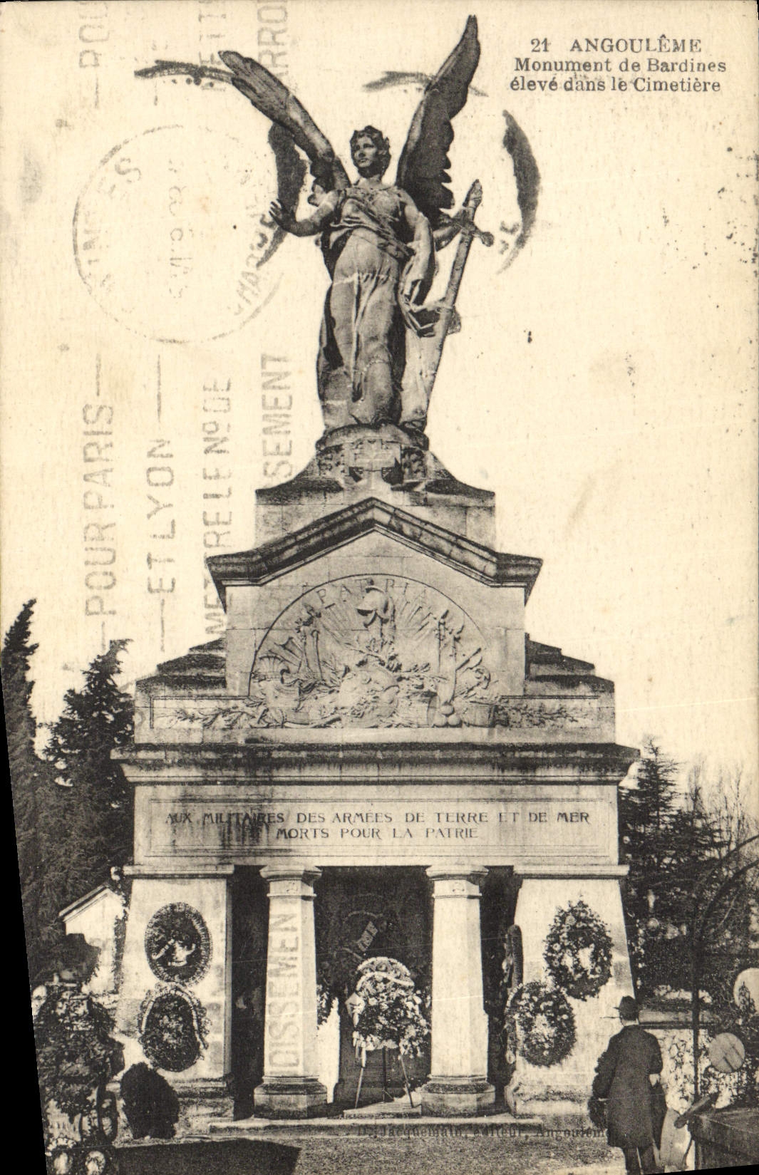 VINTAGE POSTCARD Angouleme Monument De Bardines Raised In the Cemetery