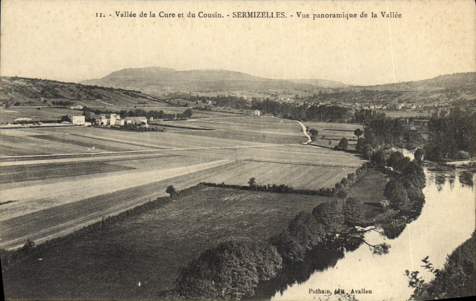 VINTAGE POSTCARD Valley Of the Cure And the Sermizelles Cousin Panoramic View Of the Valley
