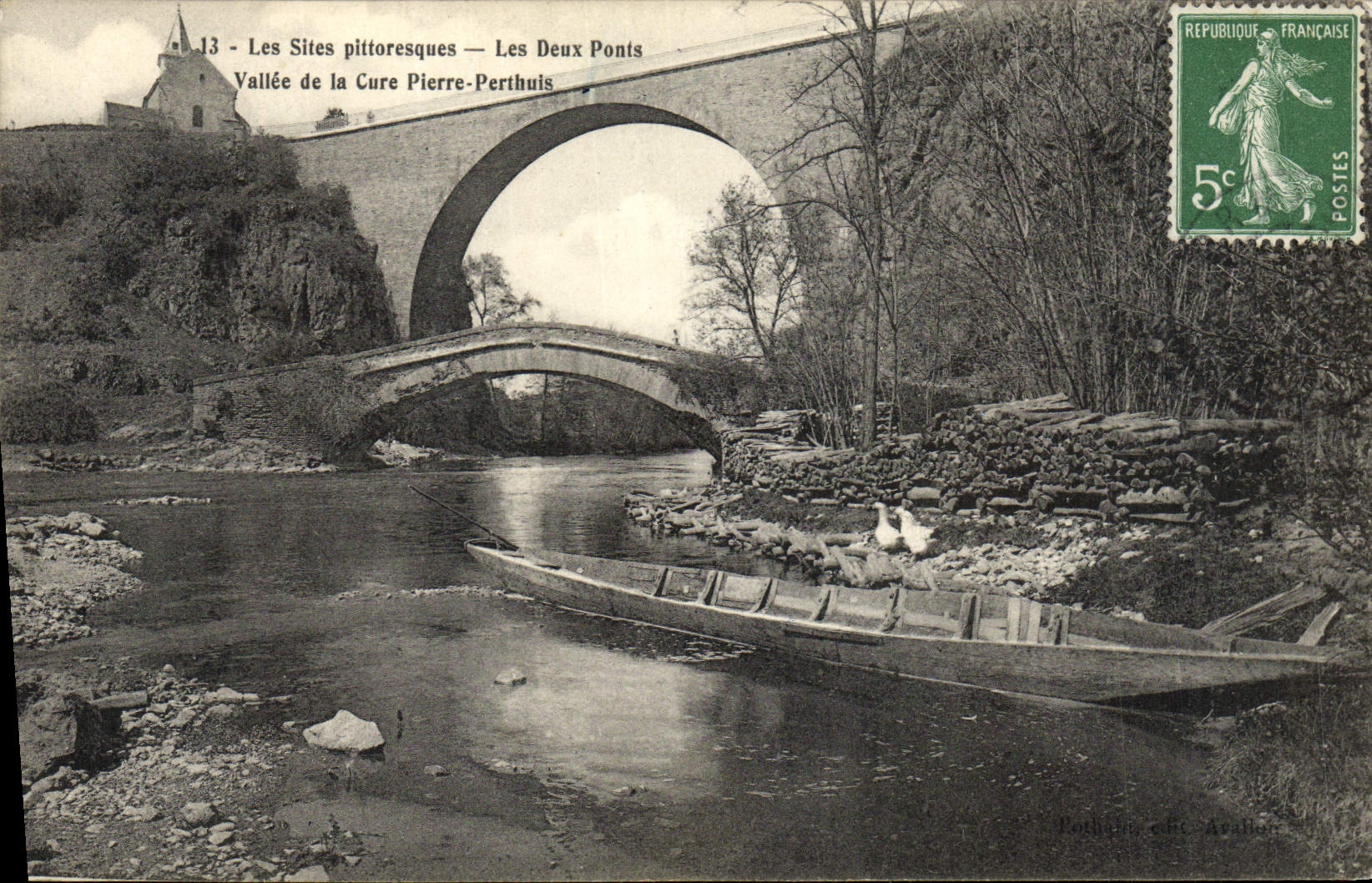 VINTAGE POSTCARD Picturesque Sites the Two Bridges Valley Of the Cure Pierre Perthuis