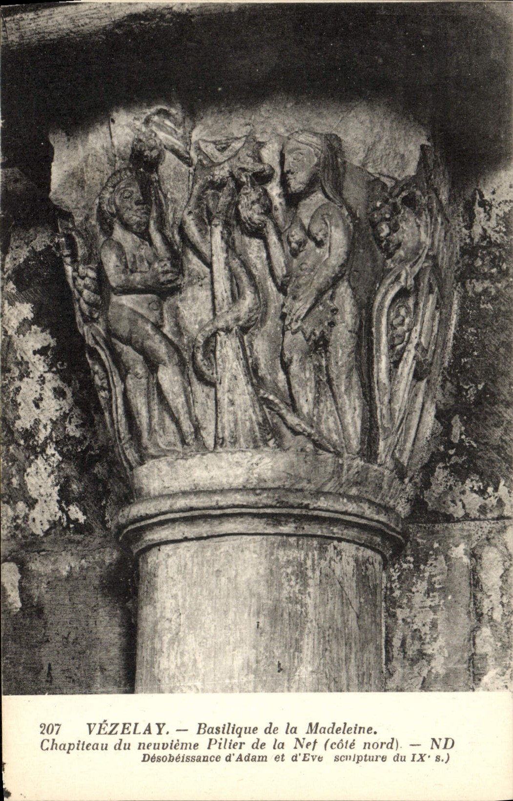CPA Vezelay Basilique De La Madeleine Chapiteau Du neuvieme pilier de la nef Desobeissance d'Adam et Eve