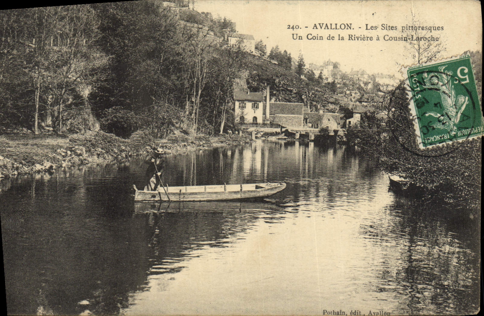La POSTAL Avallon de la VENDIMIA los sitios pintorescos una esquina del río tiene el primo de La Roche