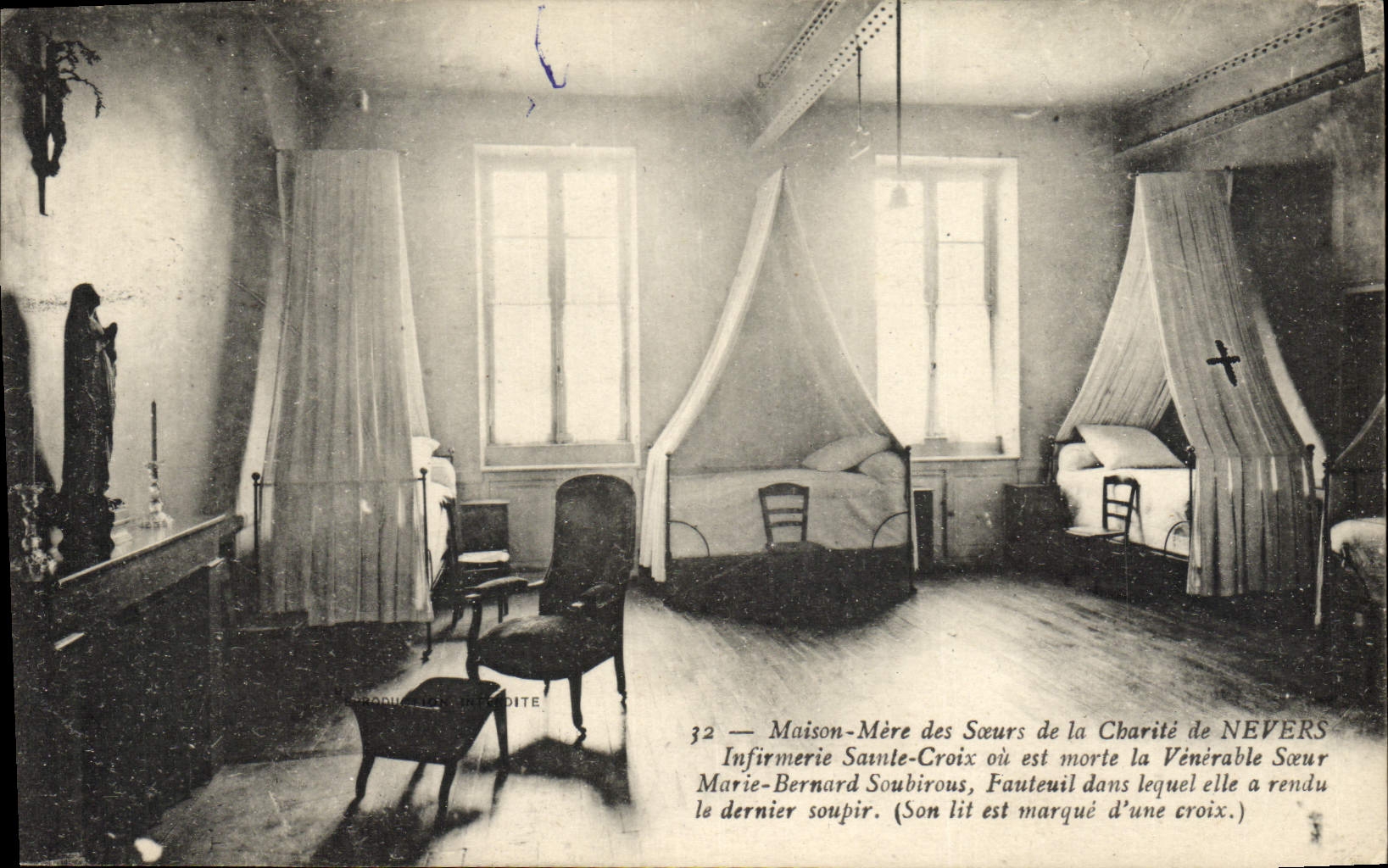 Oficina central de la POSTAL de la VENDIMIA de las hermanas de la caridad de la cruz santa de la enfermería de Nevers o muerta el Soeur veenrable Soubirous