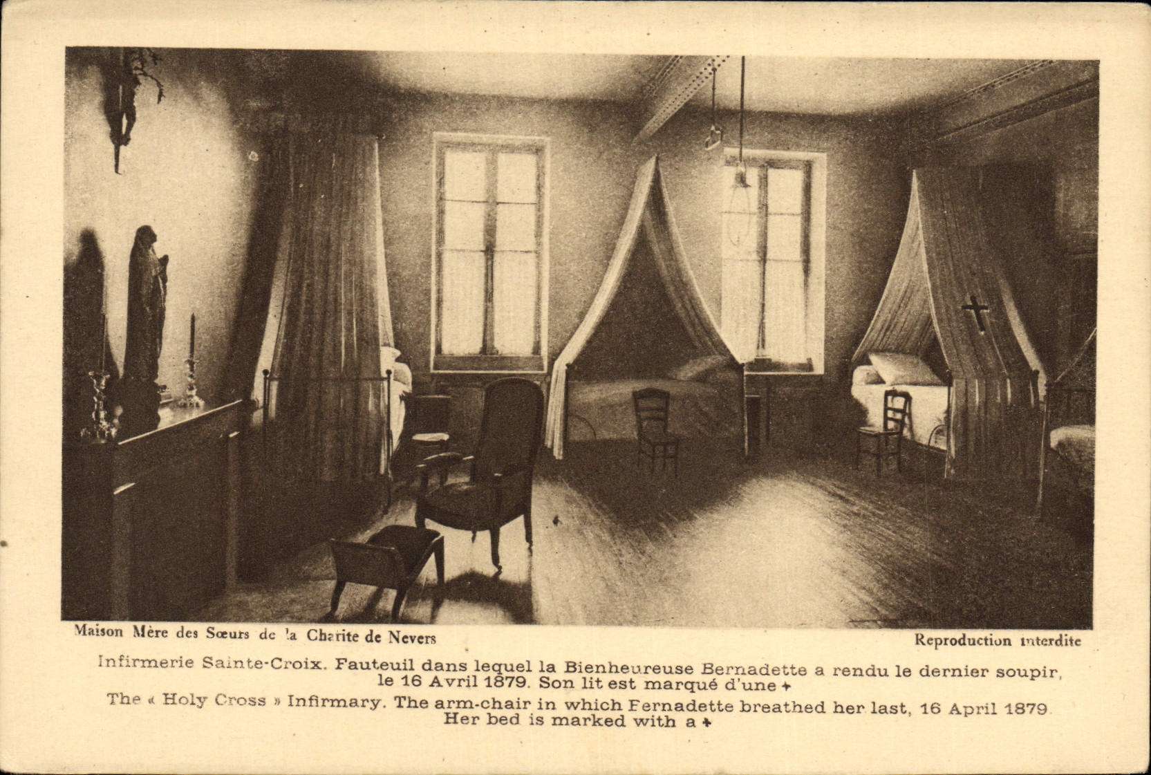 Oficina central de la POSTAL de la VENDIMIA de las hermanas de la caridad de la cruz santa de la enfermería de Nevers