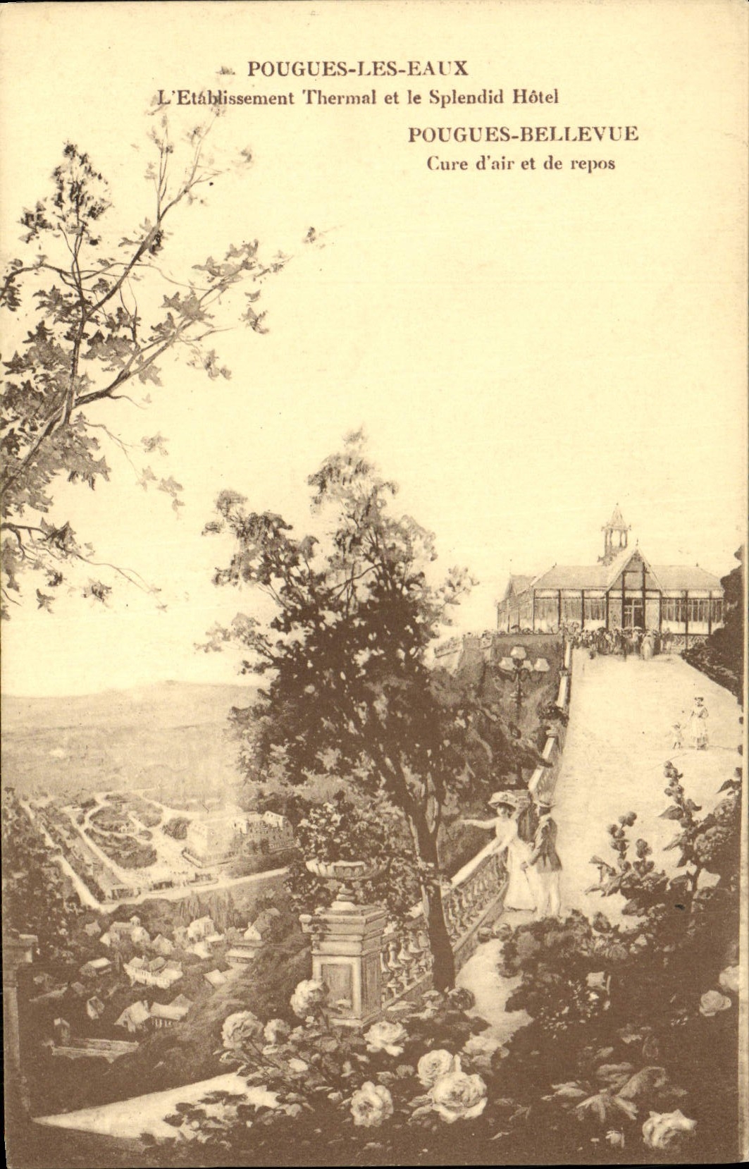 VINTAGE POSTCARD Pougues Water Hydropathic establishment And Splendid Hotel