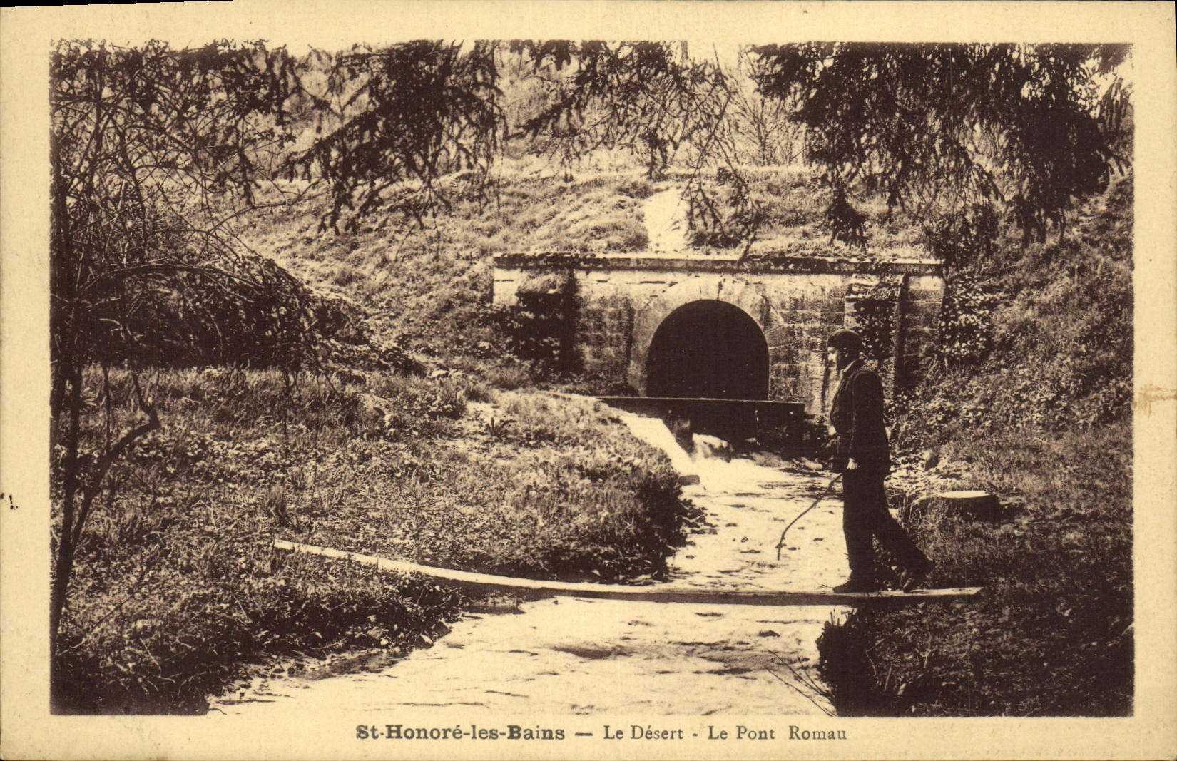 CPA St Honore Les Bains Le Desert Le Pont Roman