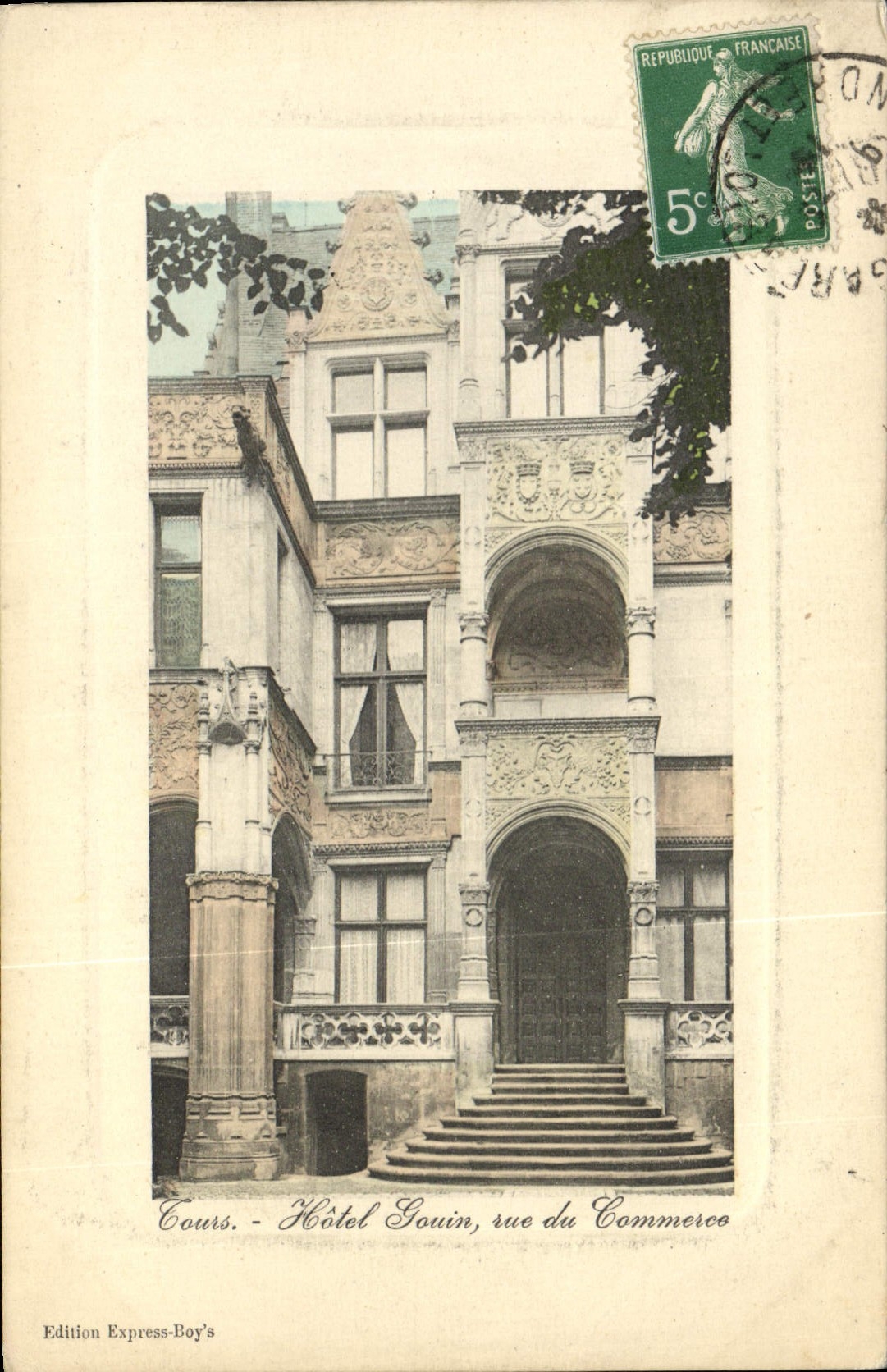 VINTAGE POSTCARD Tours Hotel Gouin Street Commercial