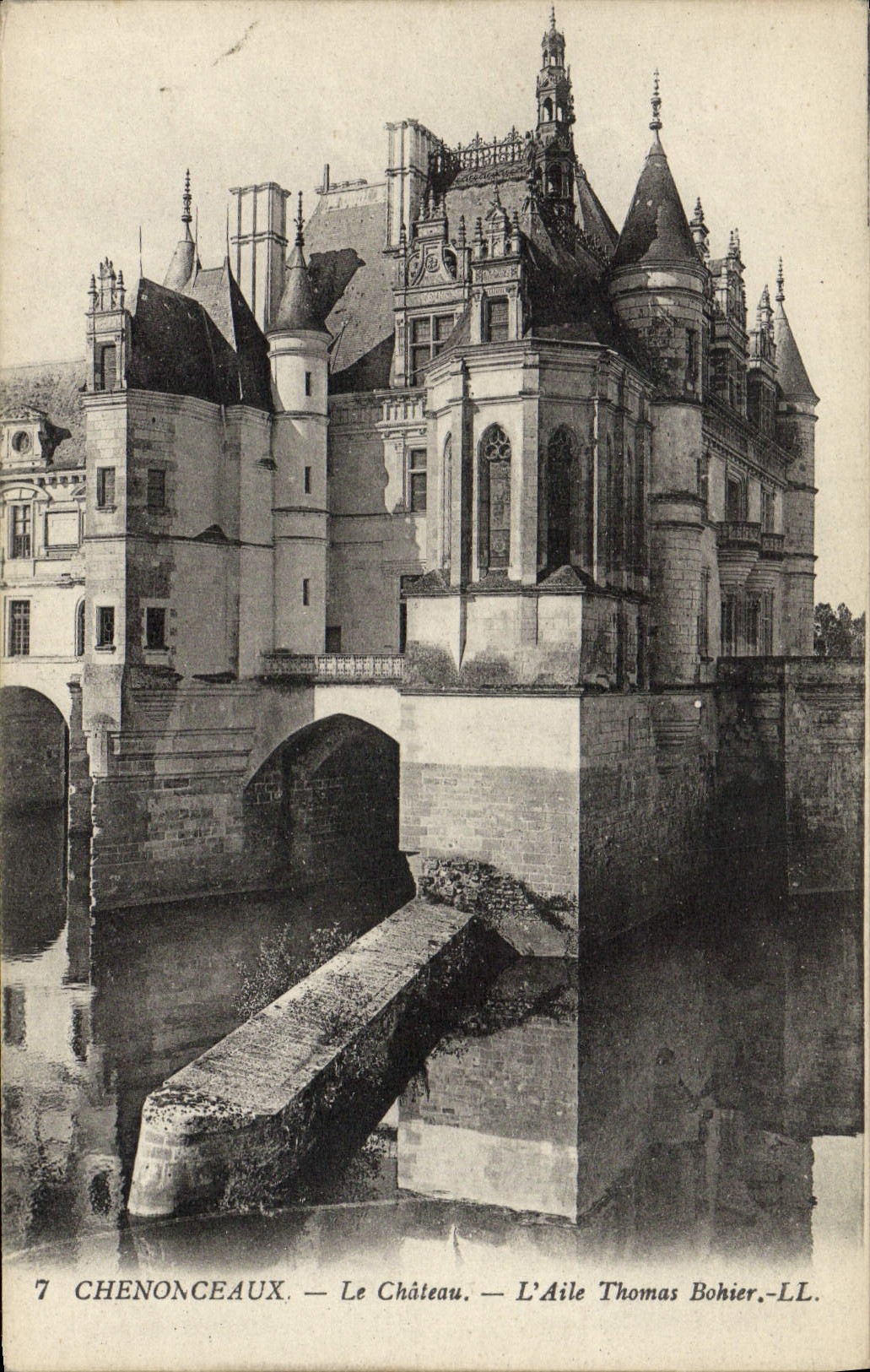 POSTAL Chenonceaux de la VENDIMIA el castillo el ala Thomas Bohier