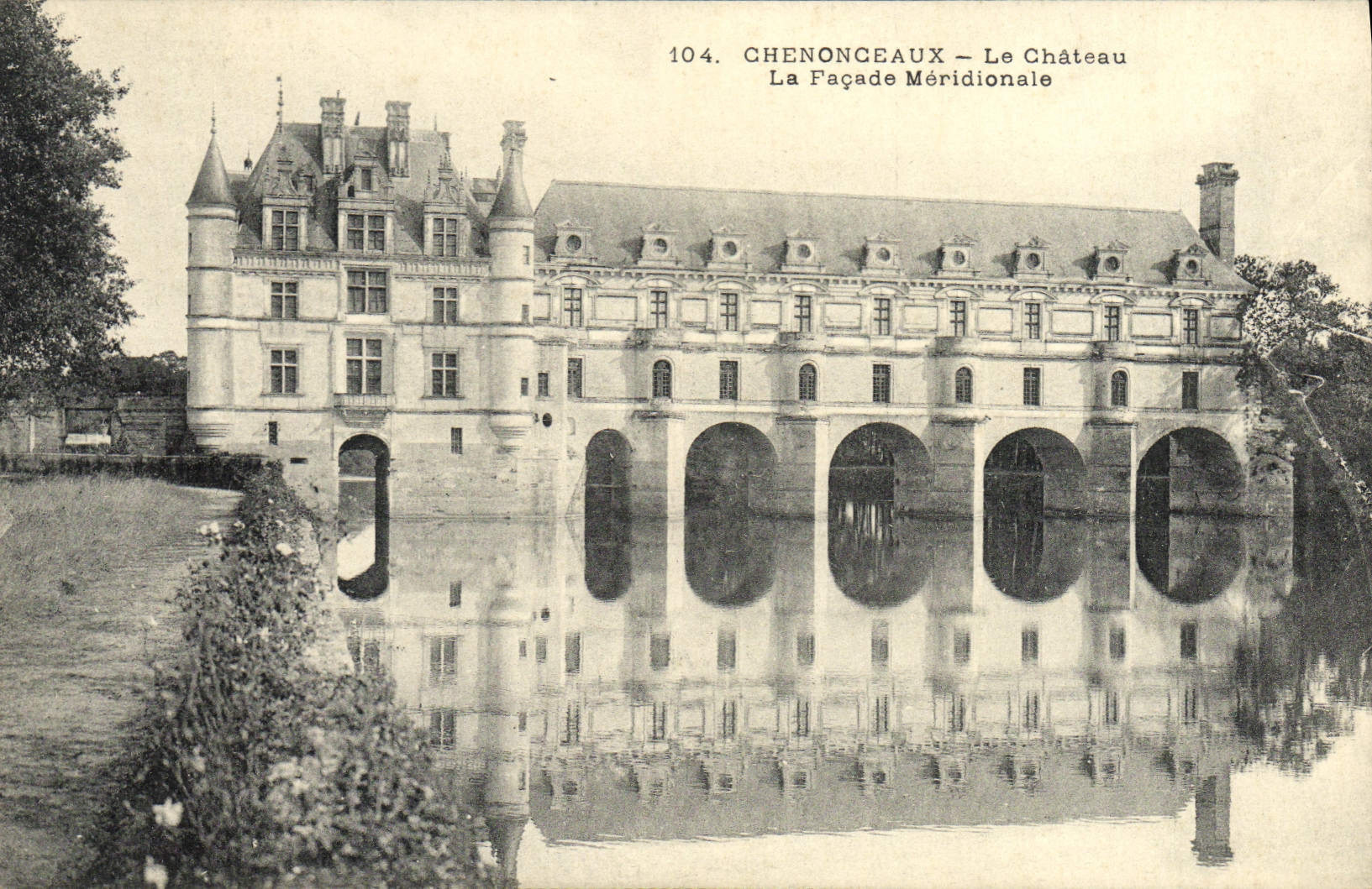 POSTAL Chenonceaux de la VENDIMIA el castillo el ataque frontal más situado más al sur