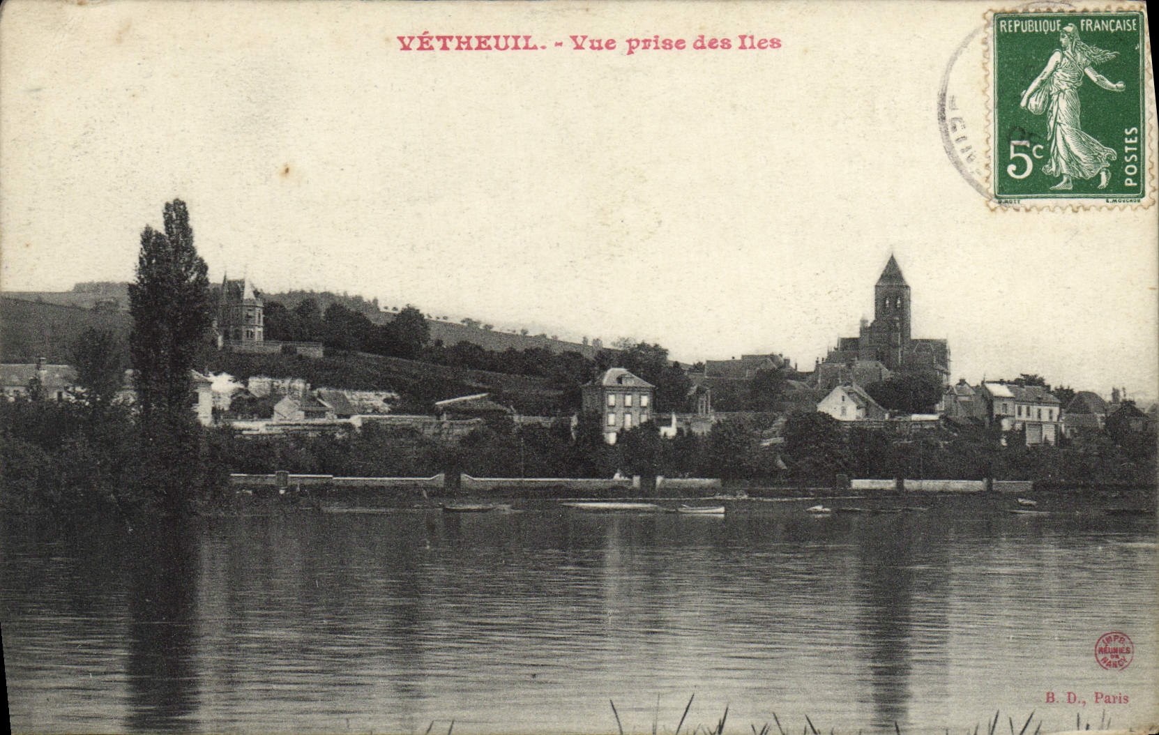 VINTAGE POSTCARD Vetheuil Seen from Of the Islands