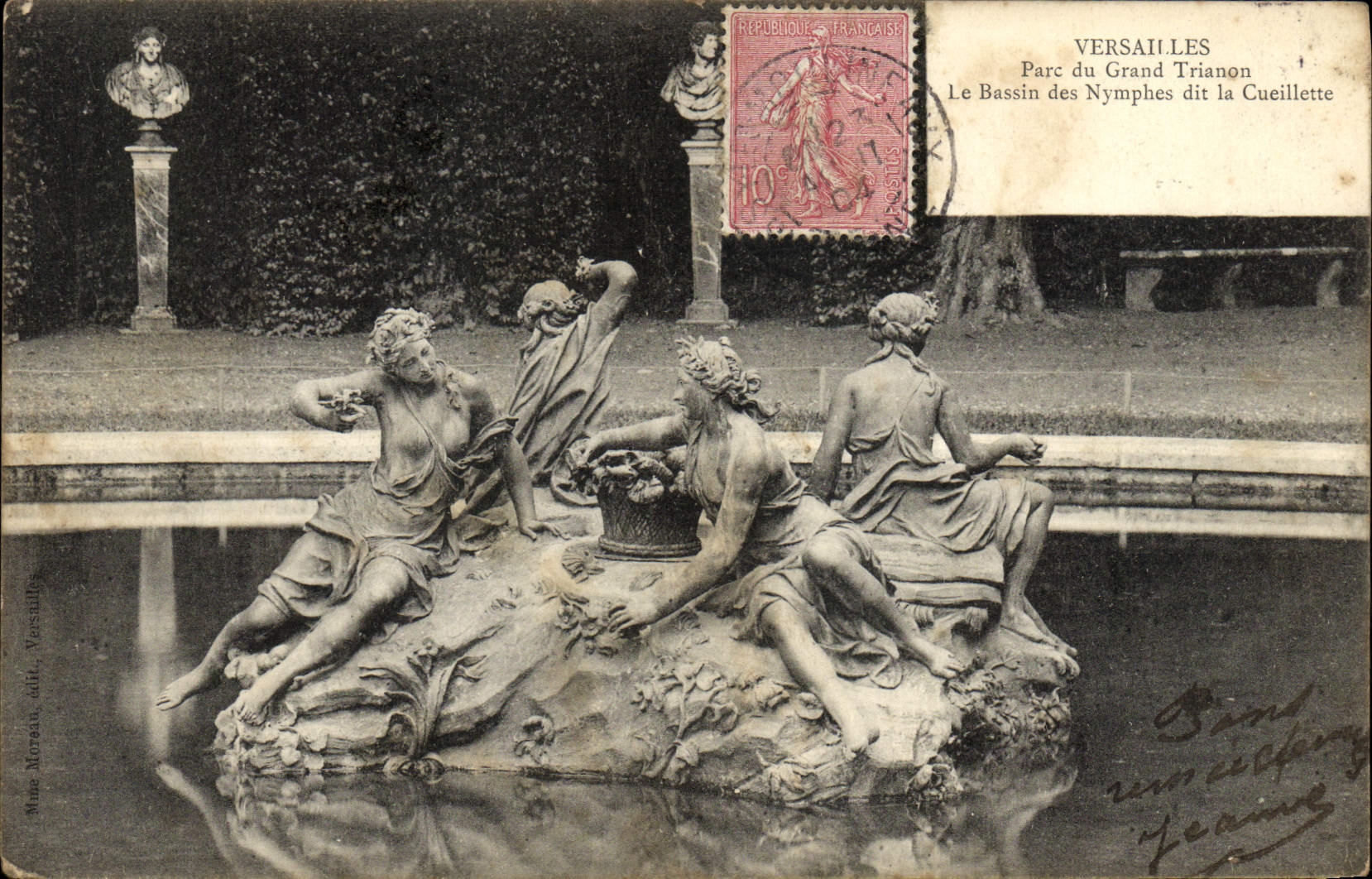 La POSTAL Versalles Parc de la VENDIMIA de Trianon grande el lavabo de las ninfas dice la reunión