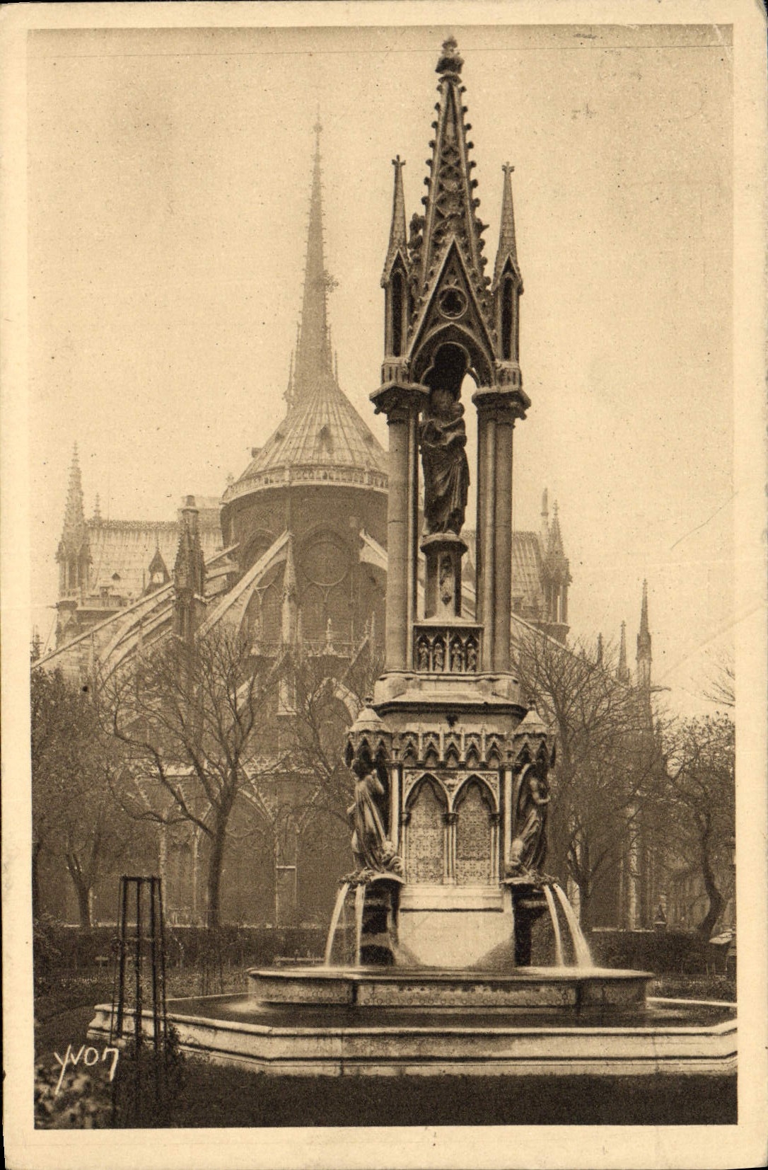 VINTAGE POSTCARD Paris While Strolling the Apse Of Notre Dame